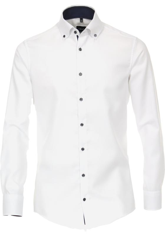VENTI modern fit overhemd, dobby, wit VENTI modern fit overhemd, dobby, wit