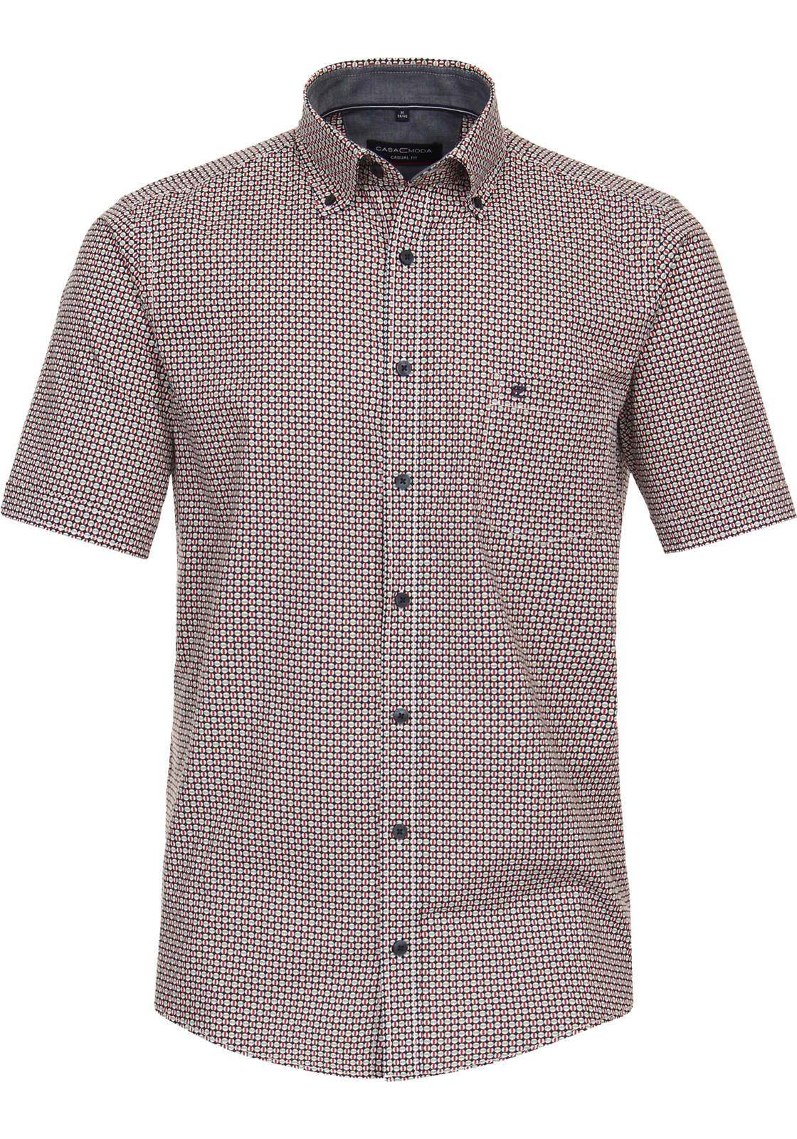 CASA MODA Sport casual fit overhemd, korte mouw, popeline, rood dessin CASA MODA Sport casual fit overhemd, korte mouw, popeline, rood dessin