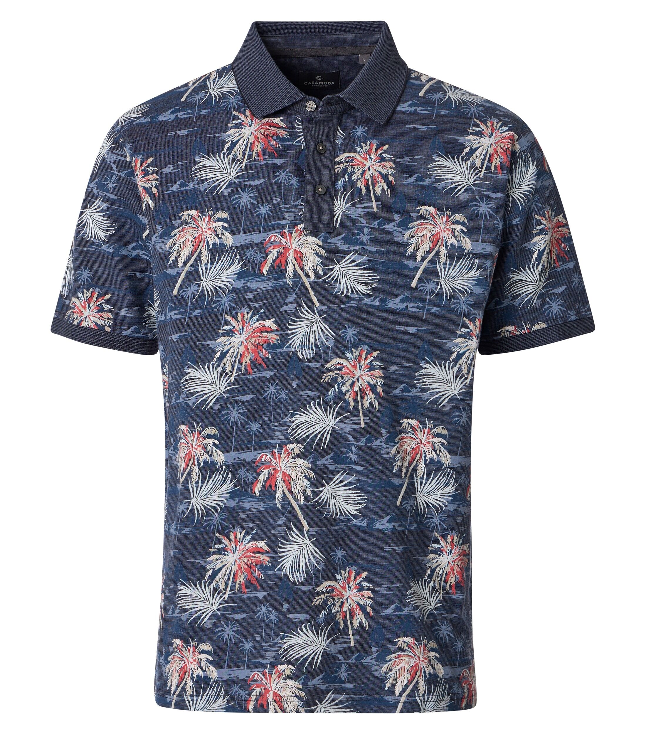 CASA MODA comfort fit heren polo, blauw dessin