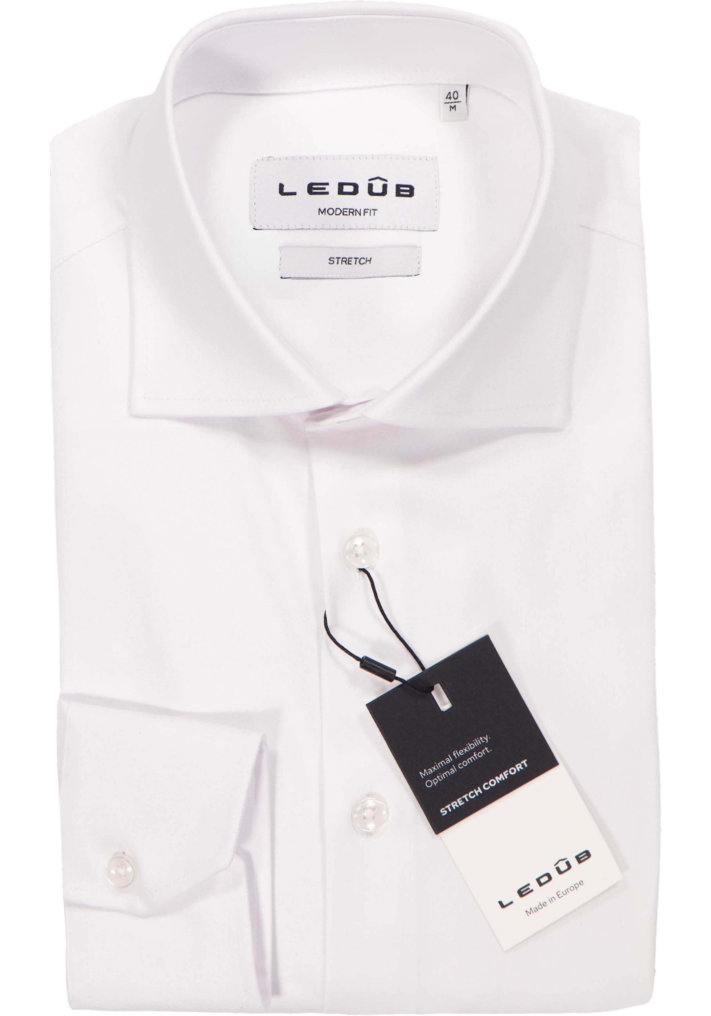 Ledub modern fit overhemd, popeline, wit