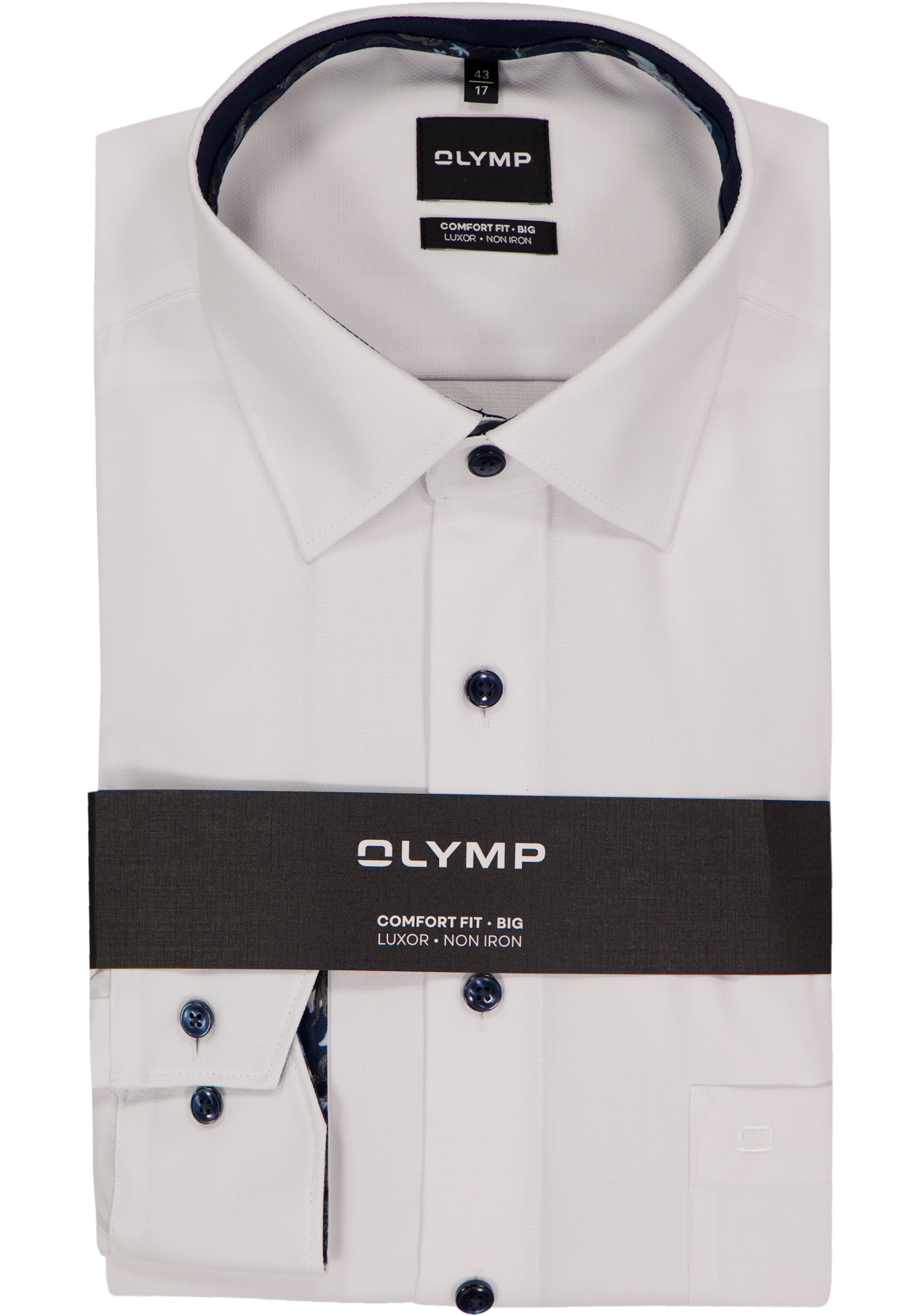 OLYMP Luxor comfort fit Big overhemd, structuur, wit