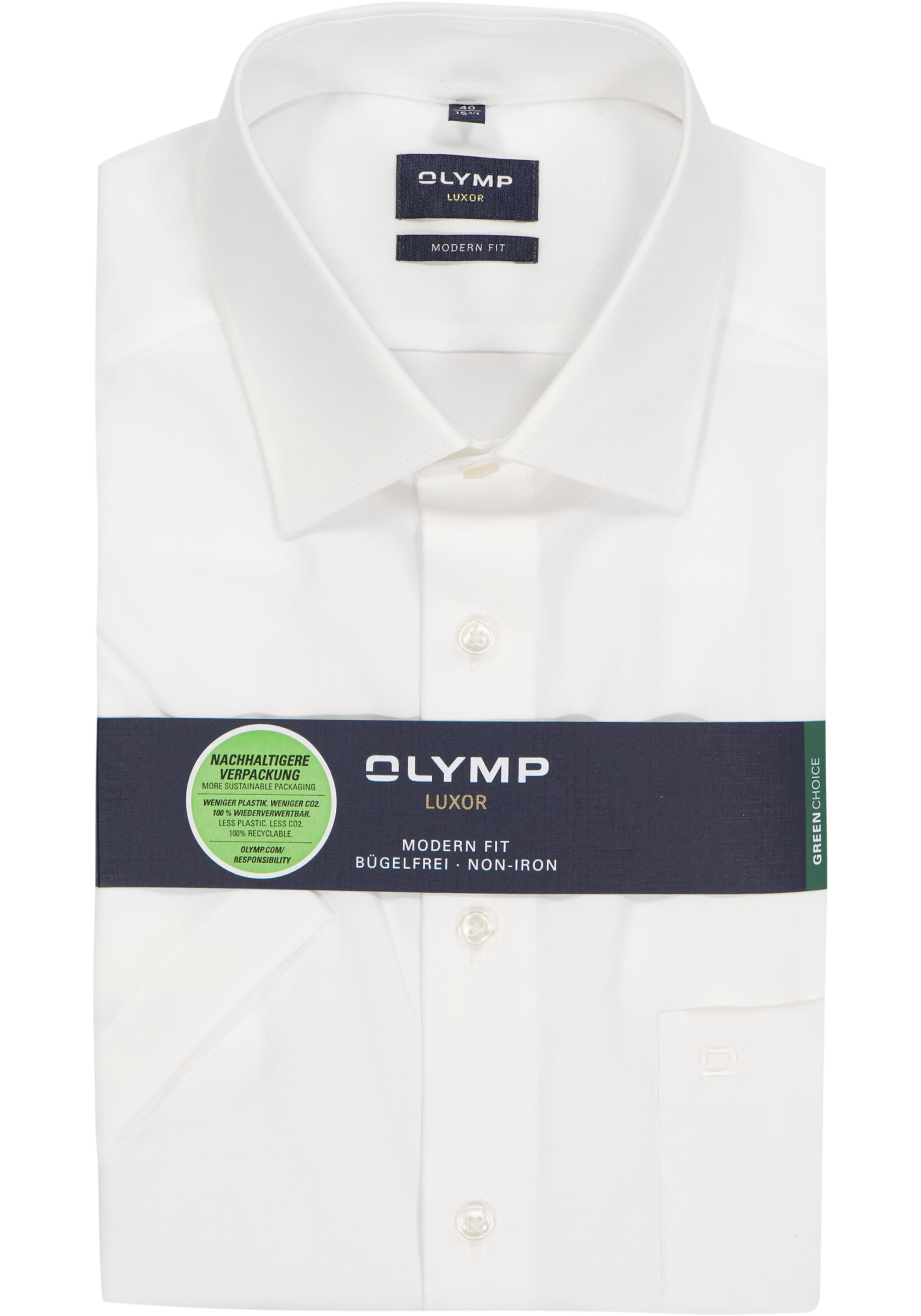 OLYMP Luxor modern fit overhemd, korte mouw, beige - creme