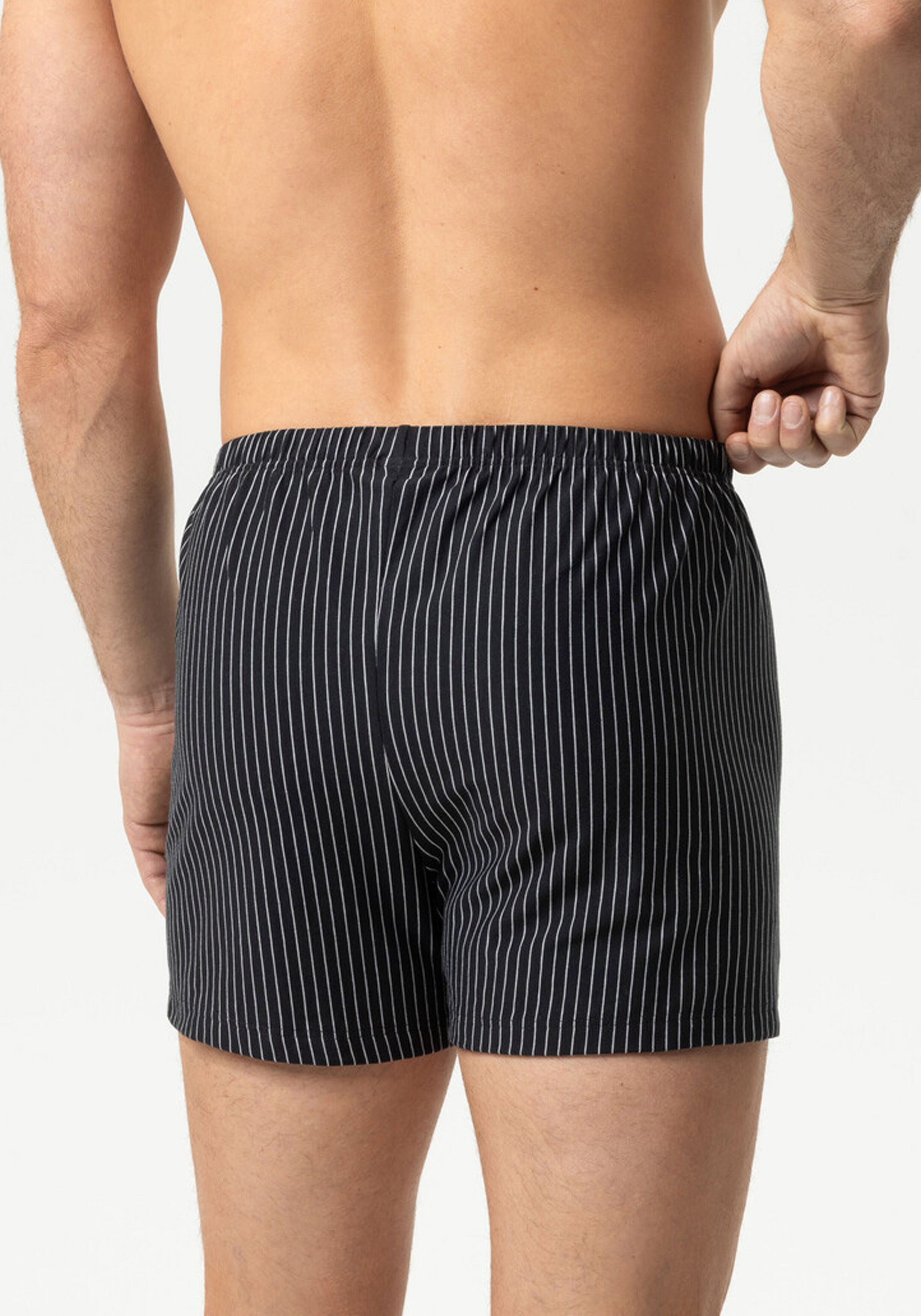 Mey heren boxer short BC stripes, boxershort wijd normale lengte met gulp, zwart