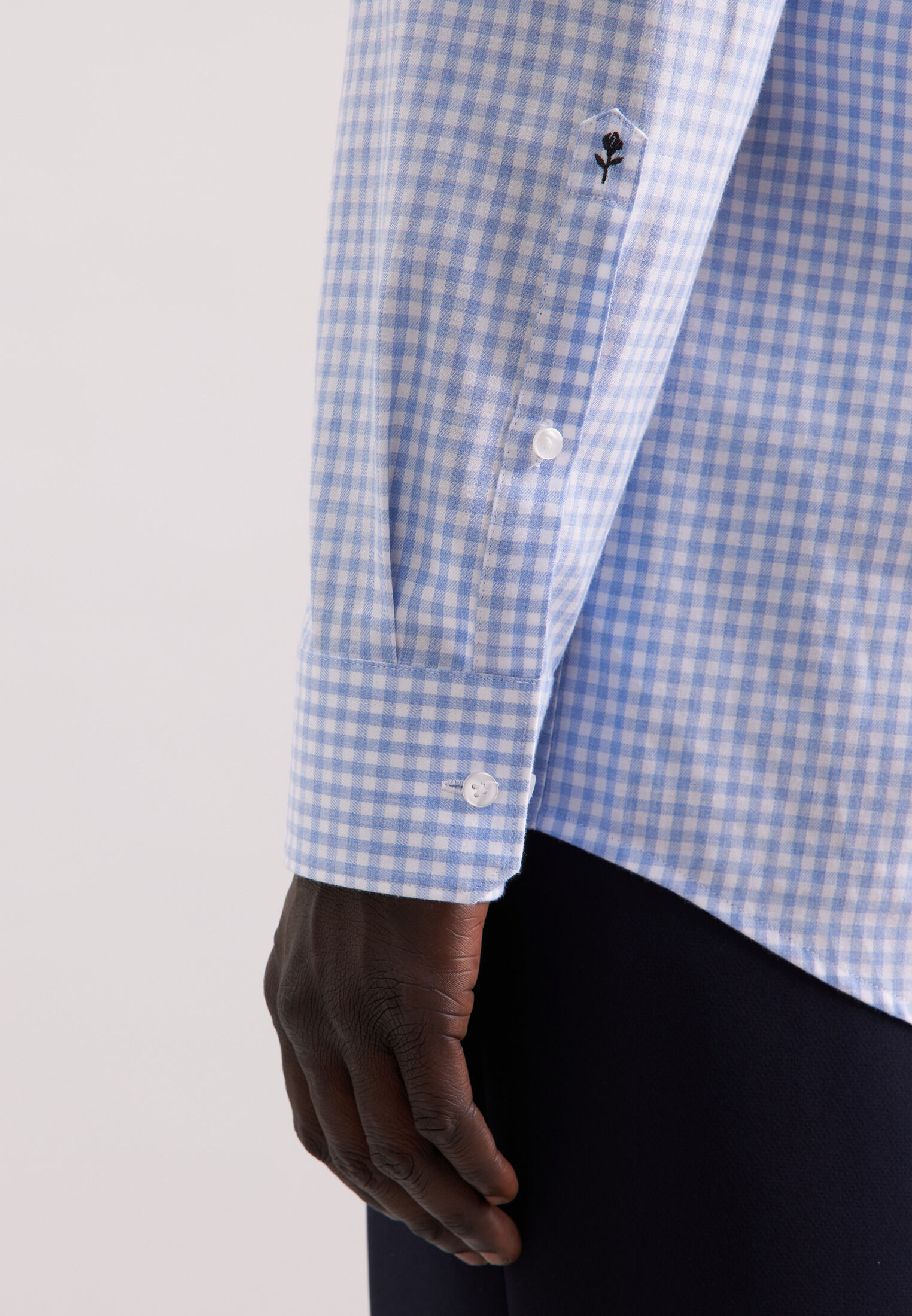 Seidensticker comfort fit overhemd, popeline, blauw geruit