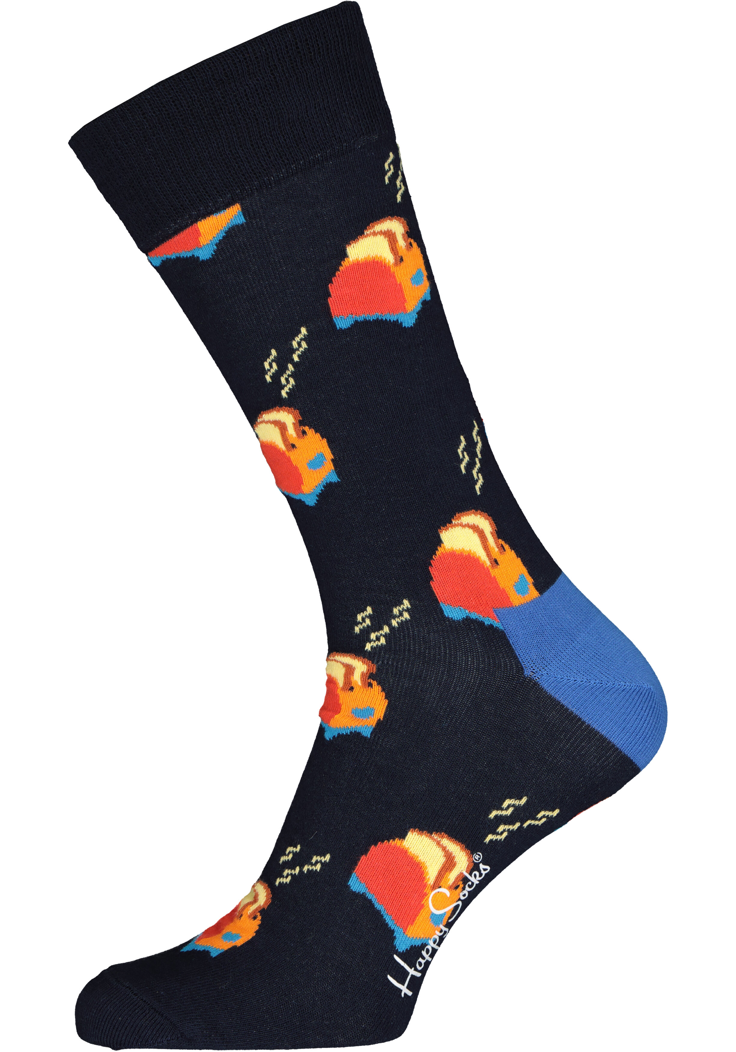 Happy Socks Have A Toast Sock, blauw met toast
