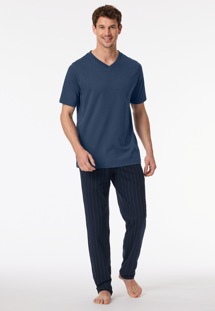 SCHIESSER Mix + Relax Shirt 1/2 arm, heren T-shirt korte mouw, royaalblauw