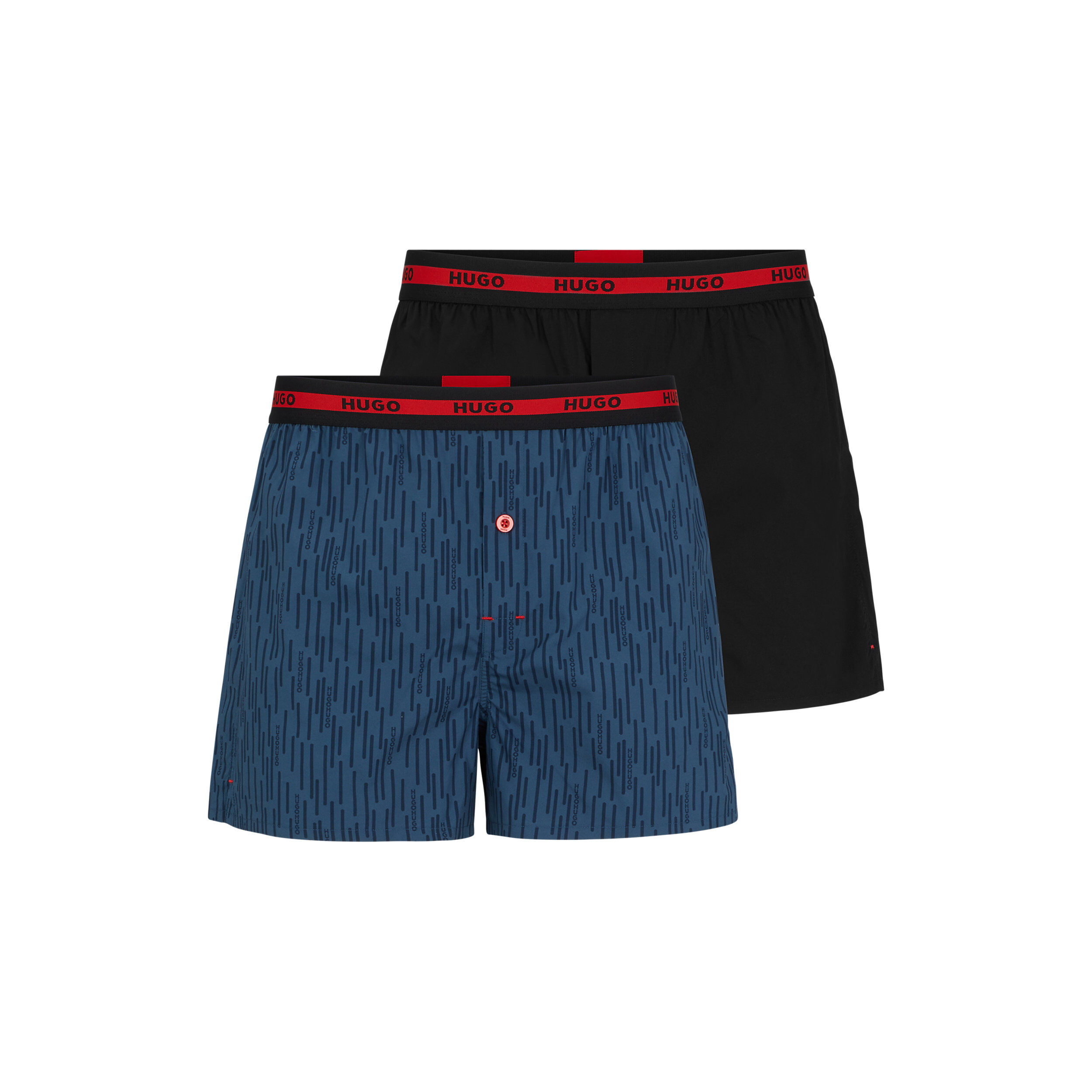 HUGO boxershorts woven (2-pack), heren boxers wijd model, donkerblauw