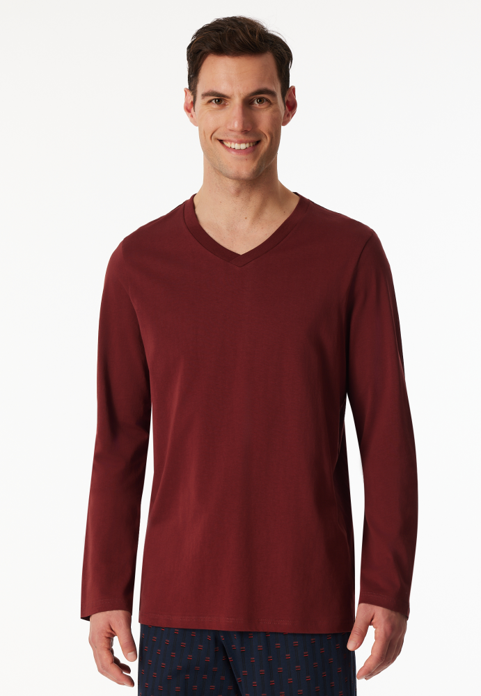 SCHIESSER Mix + Relax Shirt 1/1 arm, heren T-shirt lange mouw, wijnrood