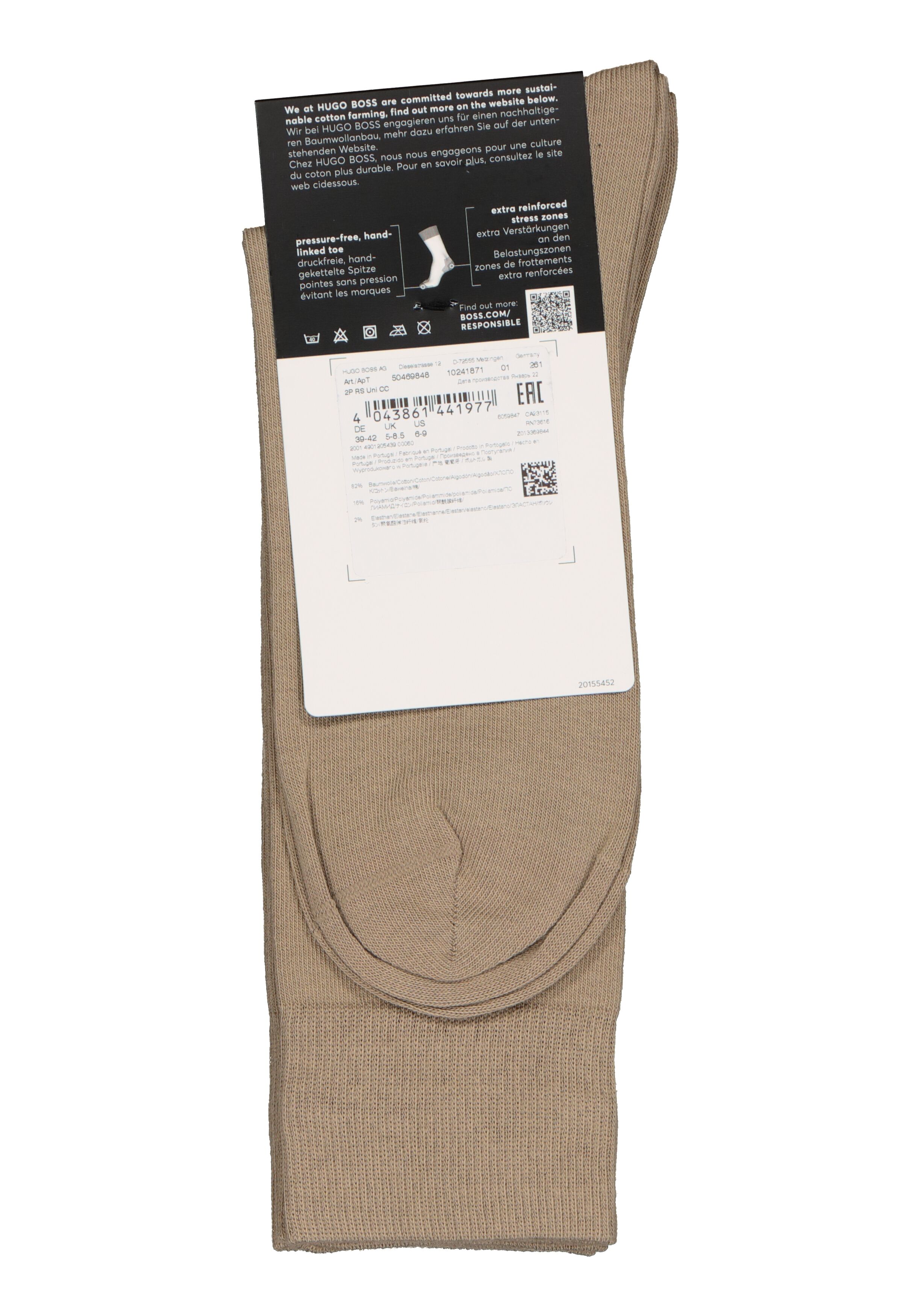 BOSS Cotton Uni (2-pack), herensokken katoen, beige