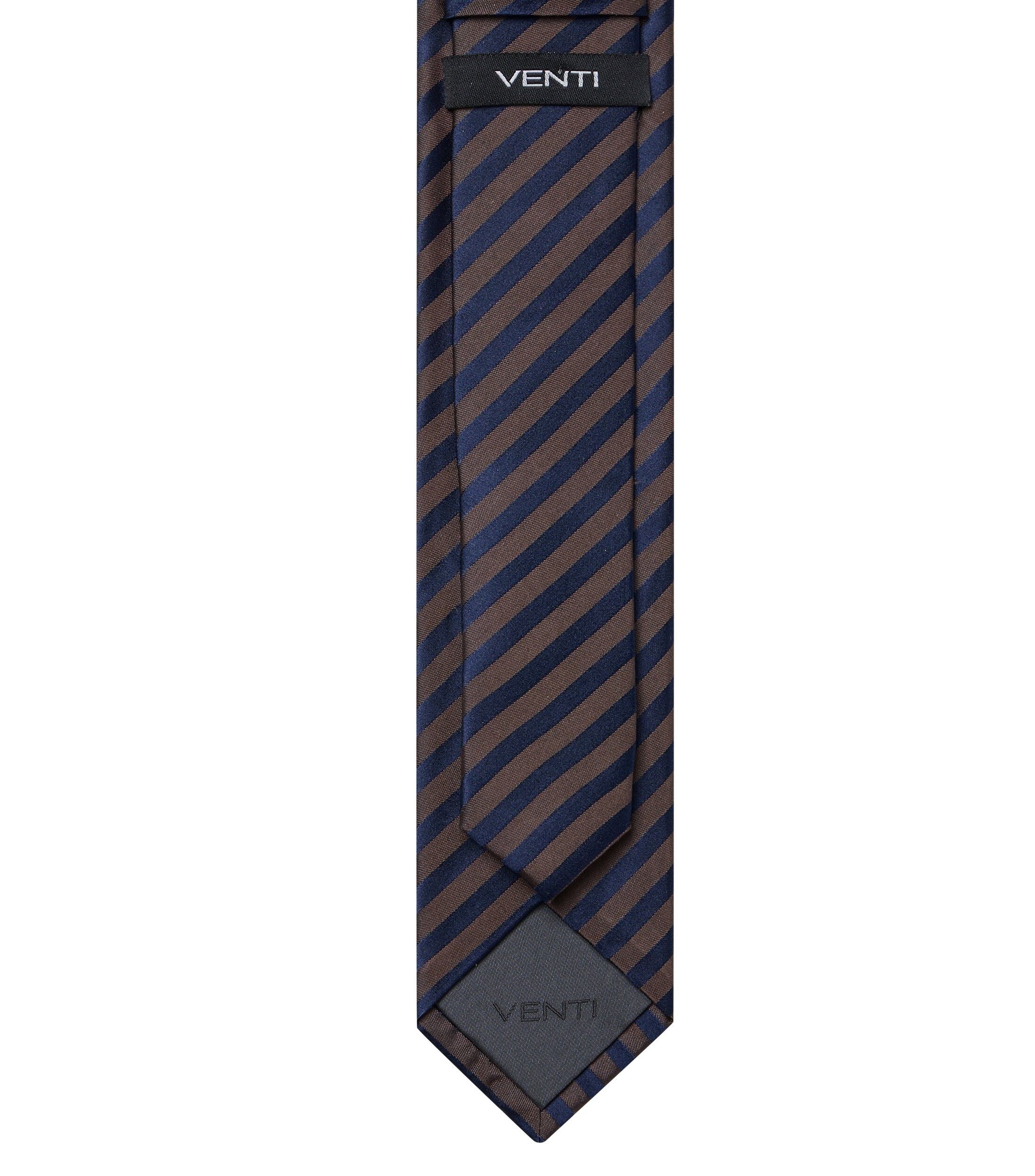 VENTI stropdas, donkerblauw, bruin gestreept