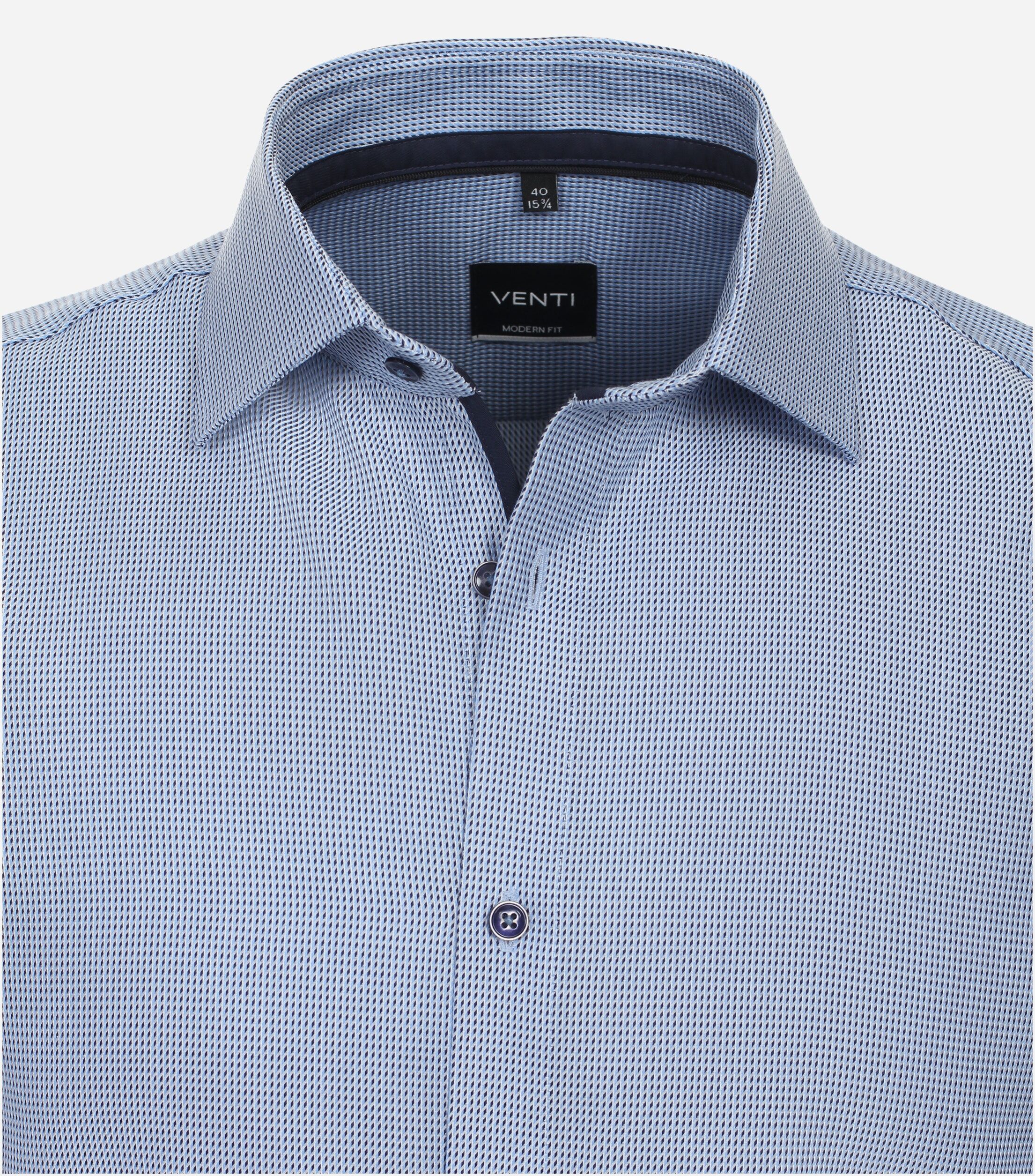 VENTI modern fit overhemd, mouwlengte 72 cm, dobby, blauw