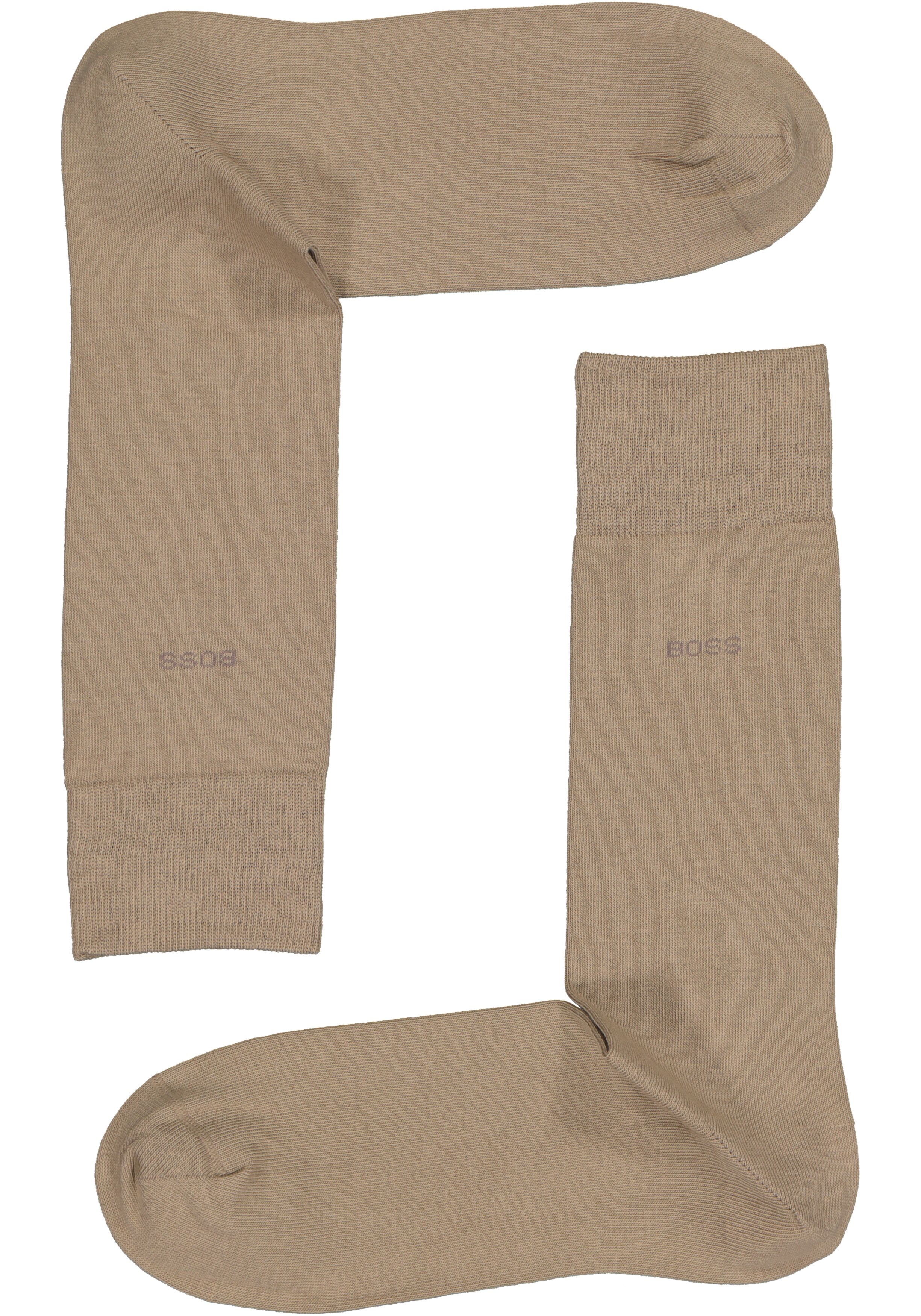 BOSS Cotton Uni (2-pack), herensokken katoen, beige