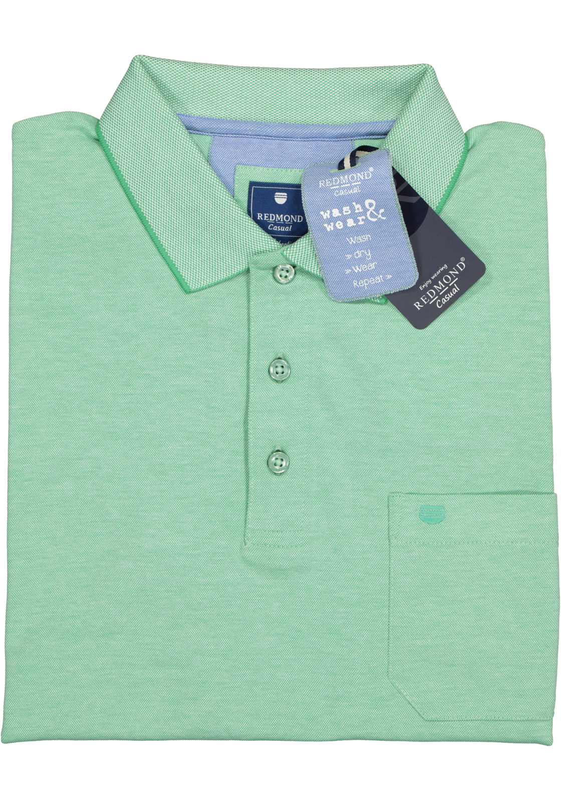 4-redmond-912-62_polo_HR Redmond regular fit poloshirt, groen melange