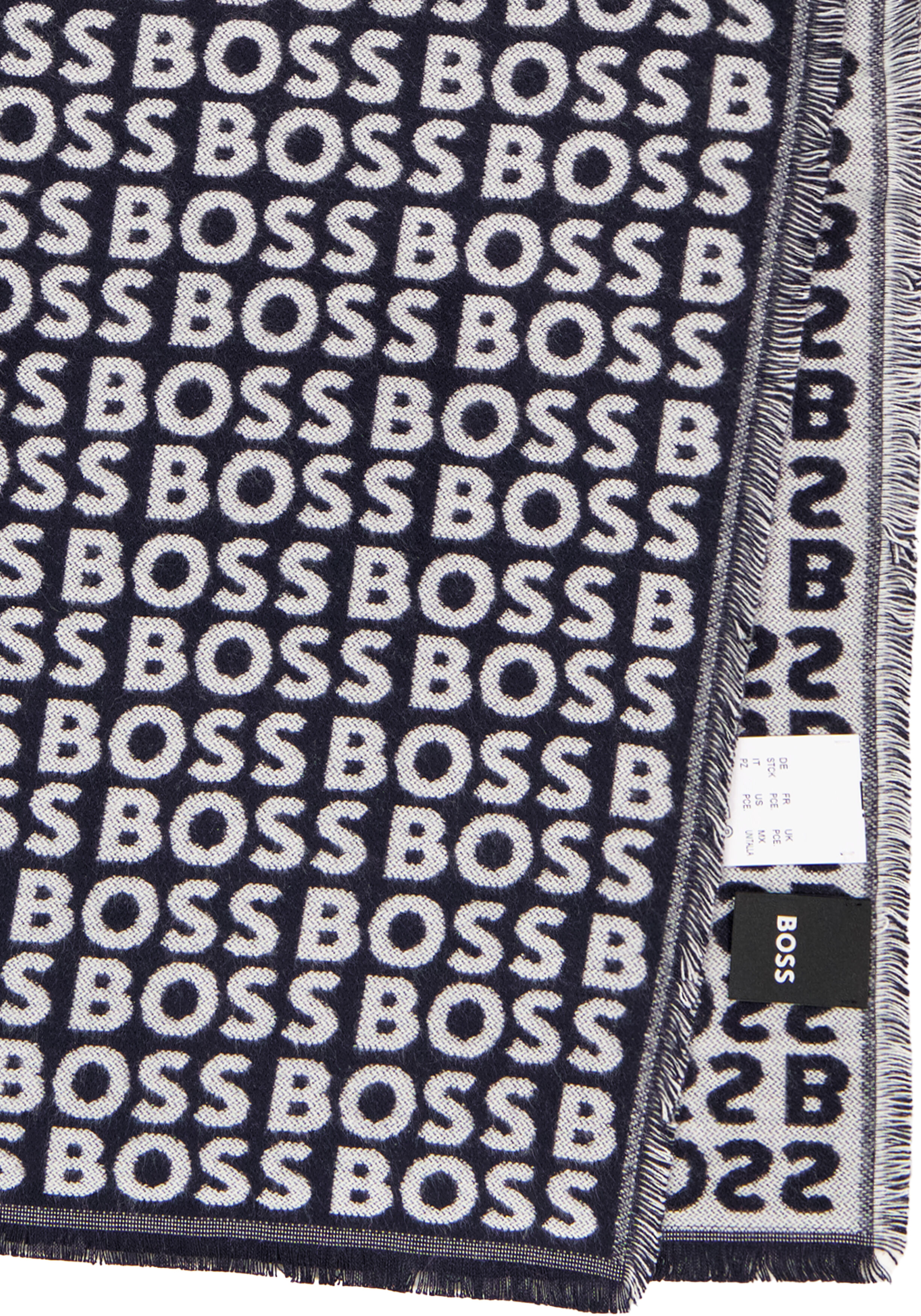 BOSS Tadic sjaal viscose, heren sjaal gewoven, donkerblauw