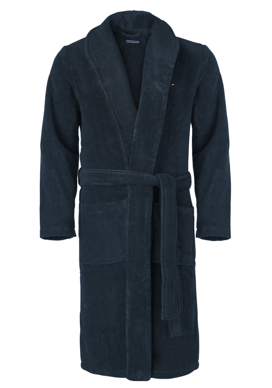 Tommy Hilfiger heren badjas, dik badstof, blauw   Tommy Hilfiger heren badjas, dik badstof, blauw