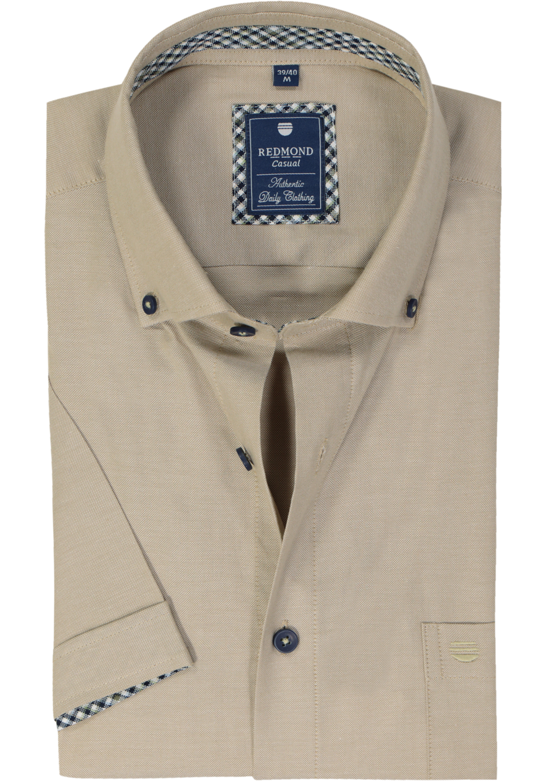 Redmond comfort fit overhemd, korte mouw, Oxford, beige Redmond comfort fit overhemd, korte mouw, Oxford, beige