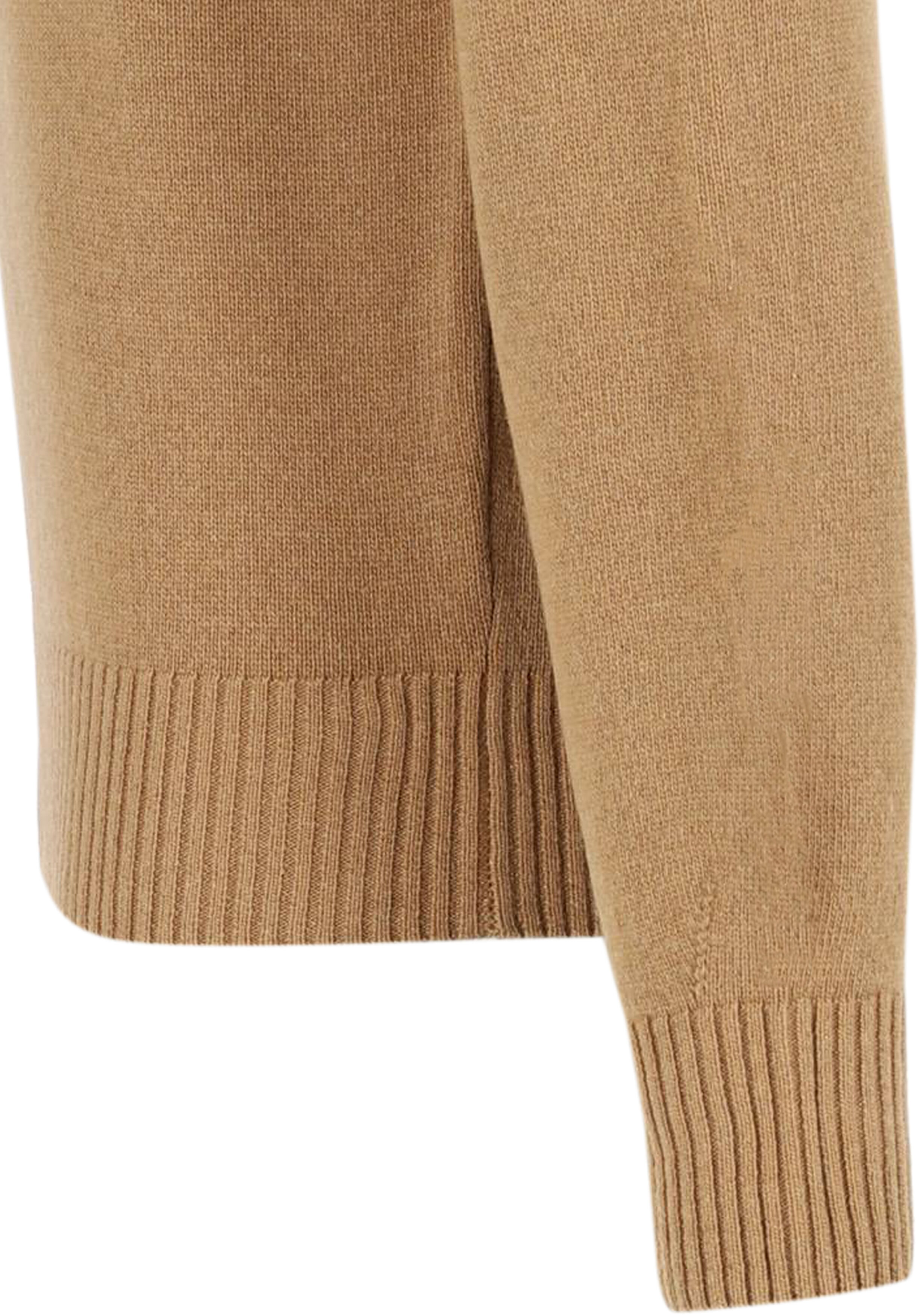 Lacoste herentrui wol, O-hals, caramel beige