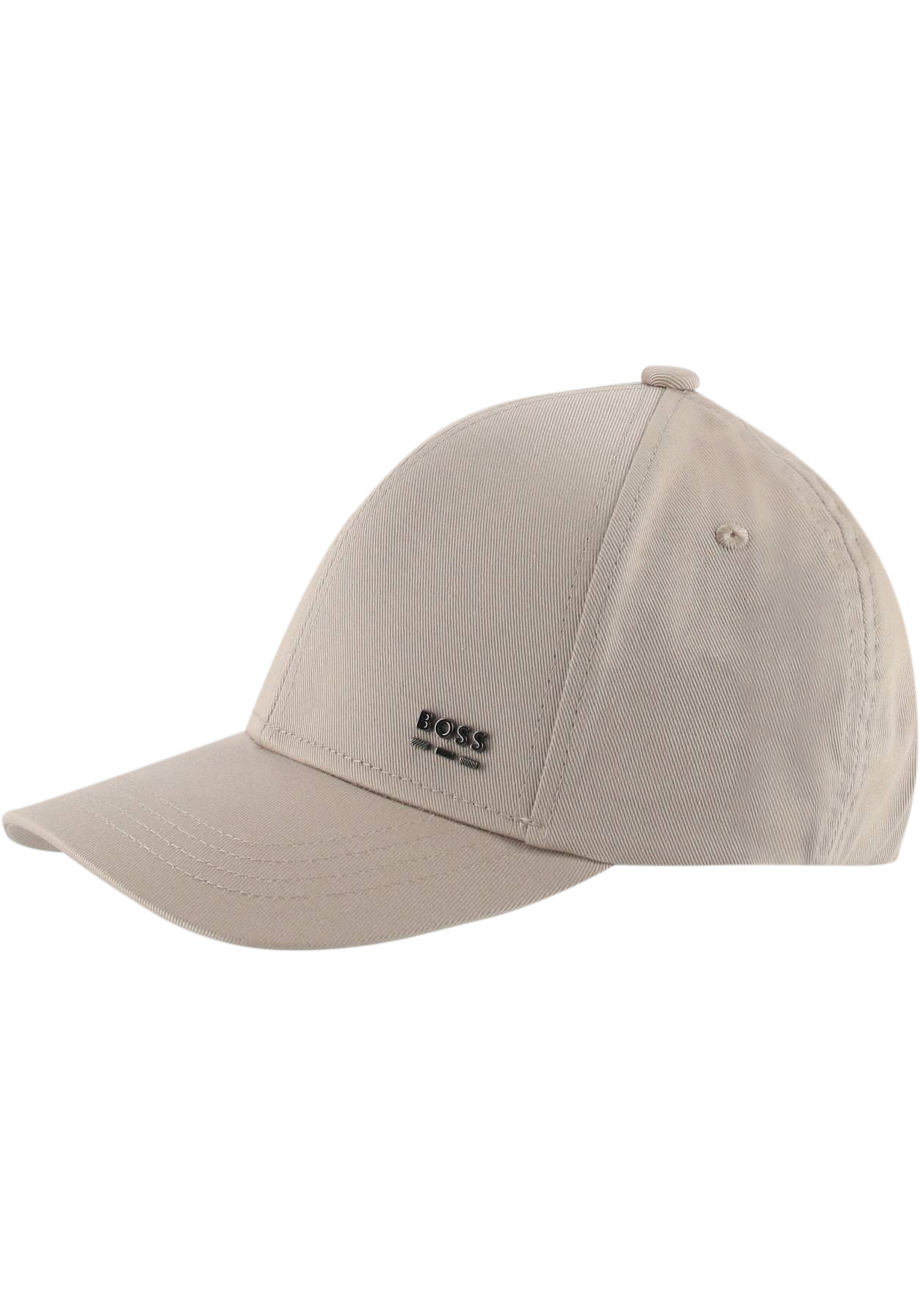 BOSS pet metalen logo, beige