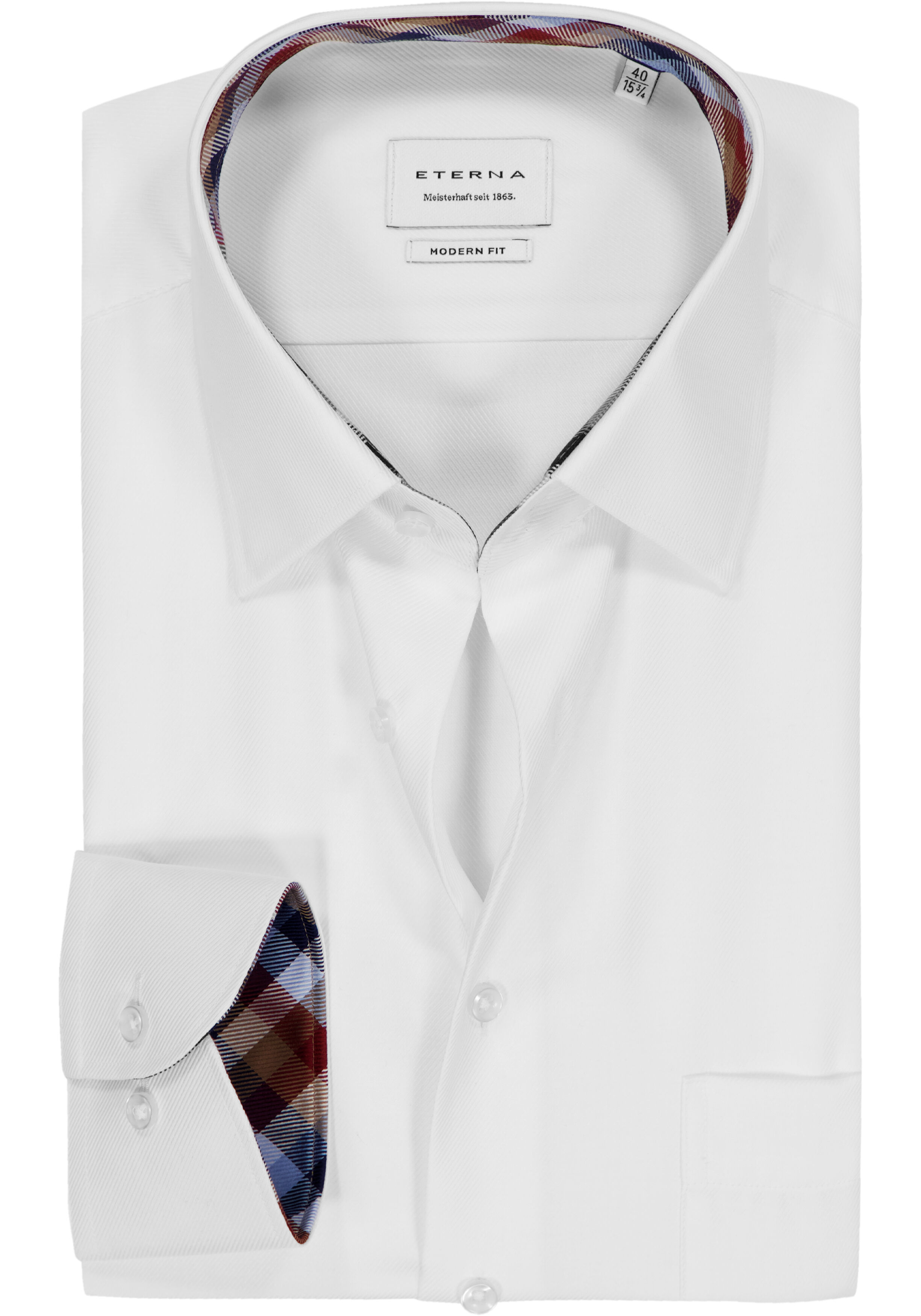 ETERNA modern fit overhemd, twill, wit