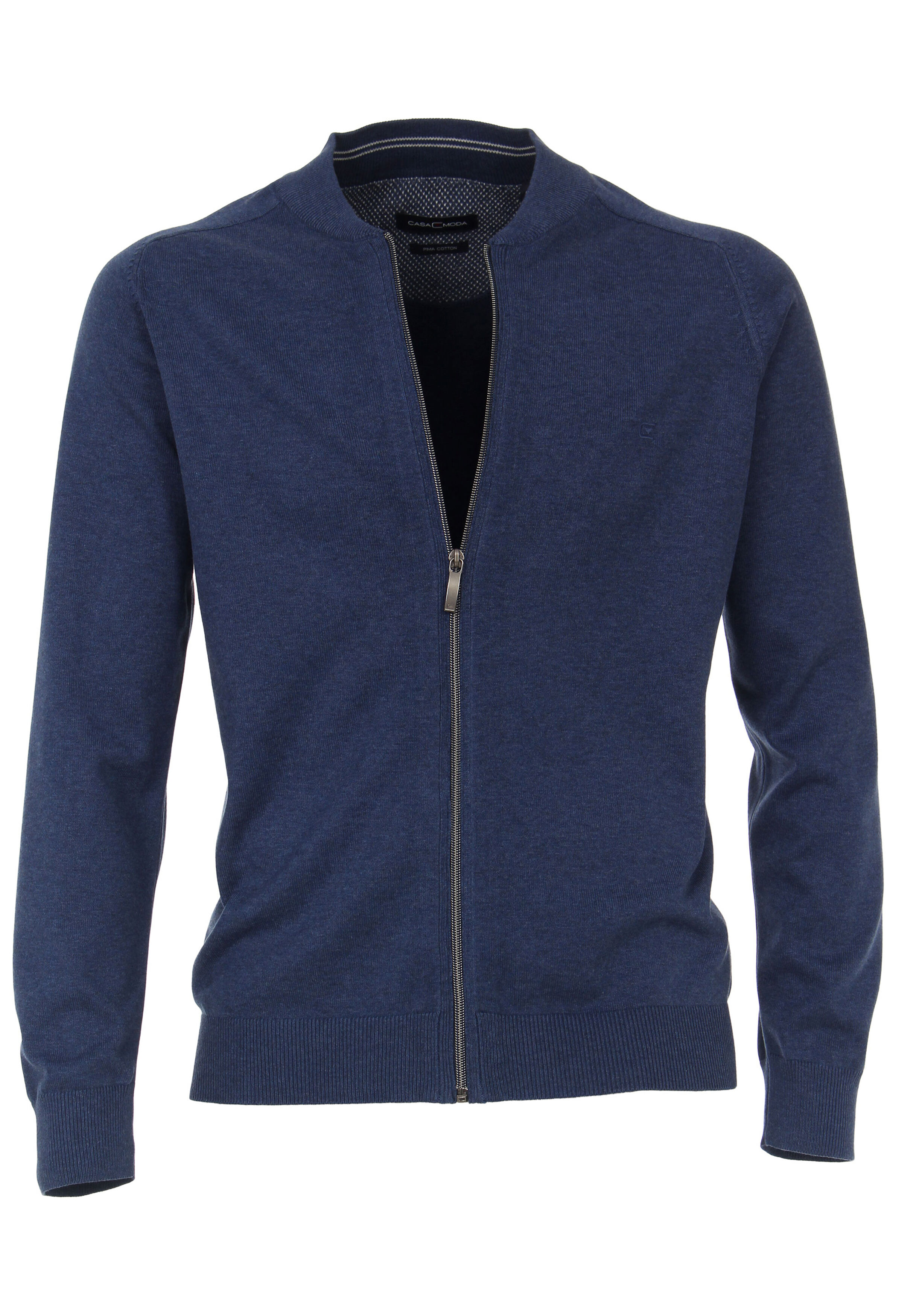 CASA MODA heren vest katoen, met rits, jeans blauw