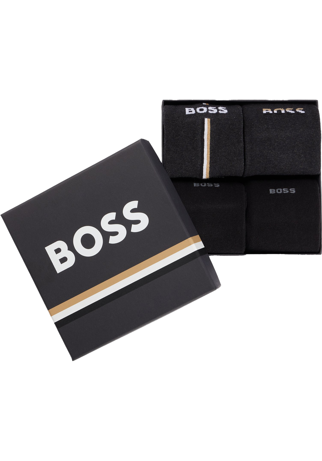 1-4063538105742-hugo_boss-n23_HR HUGO BOSS cadeauset sokken, giftbox met 4 paar heren sokken, zwart en grijs