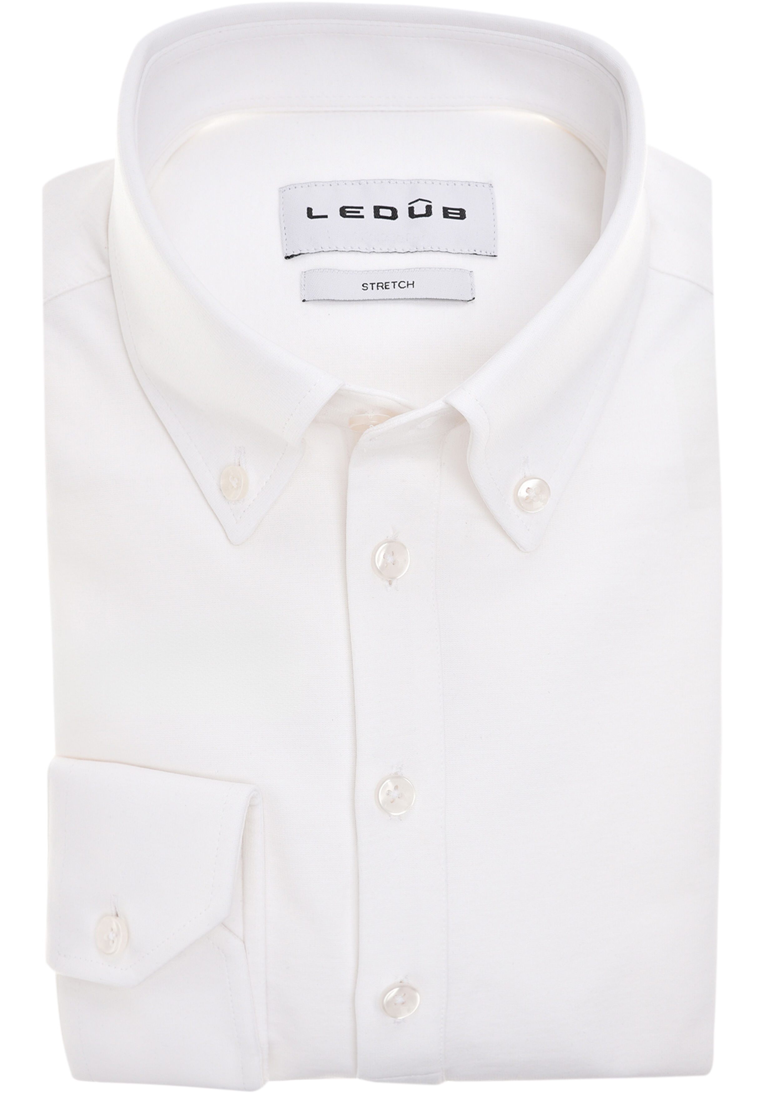 Ledub modern fit polo overhemd, tricot, jersey, wit