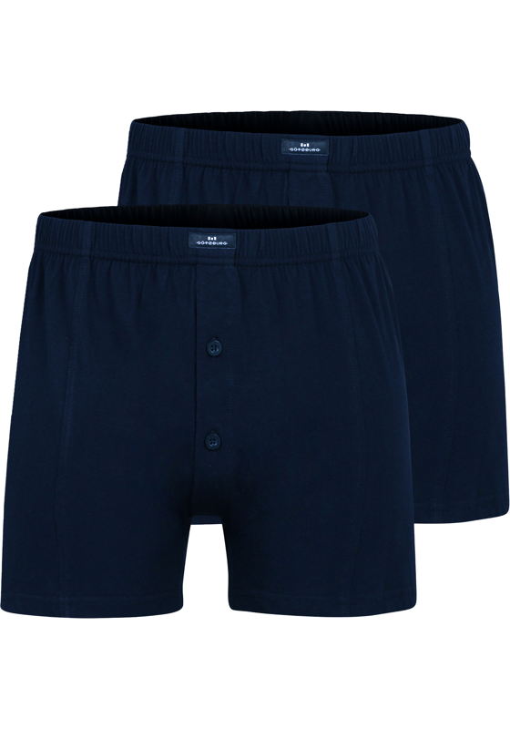 Gotzburg heren boxershorts wijd model met gulp (2-pack), donkerblauw Gotzburg heren boxershorts wijd model met gulp (2-pack), donkerblauw