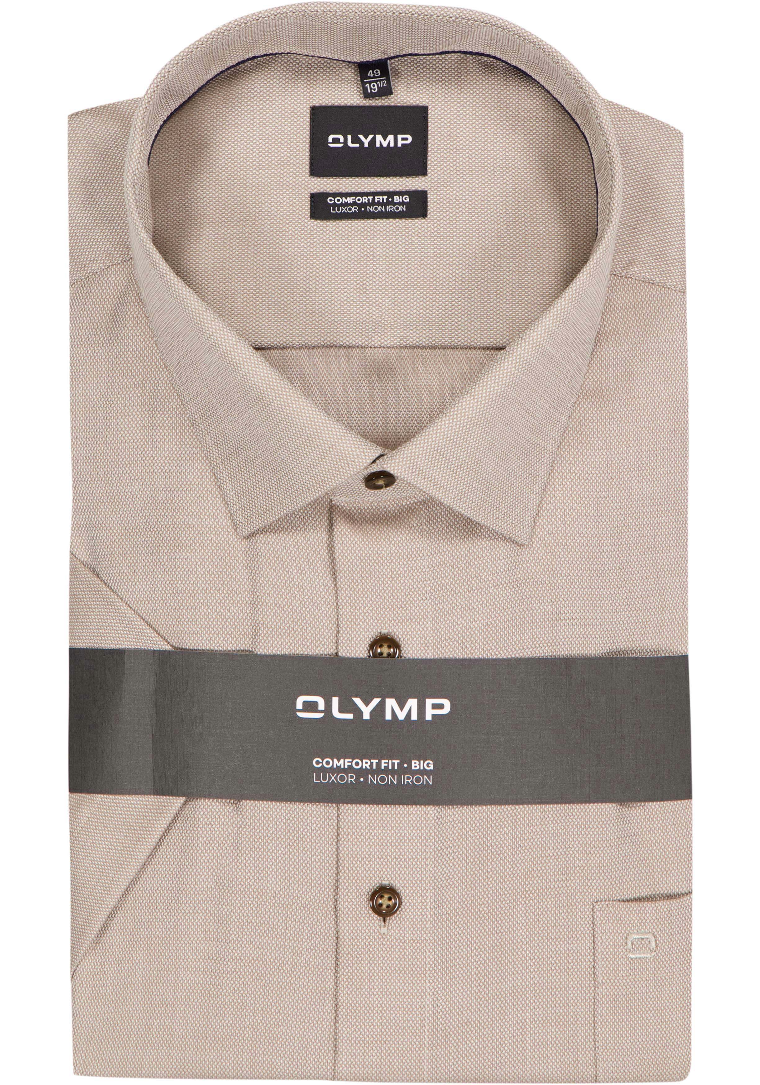 OLYMP Luxor comfort fit Big overhemd, korte mouw, structuur, noga bruin