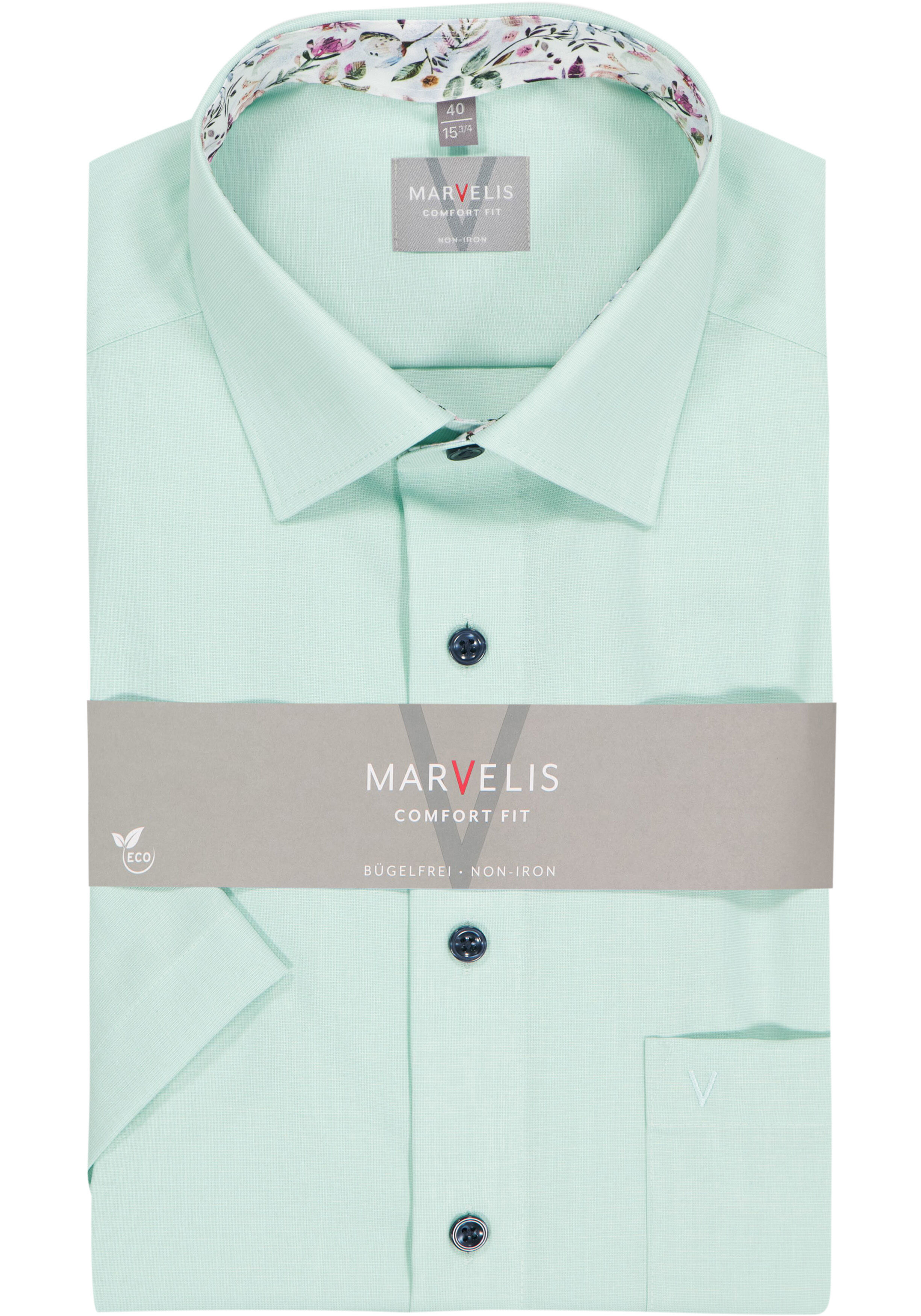 MARVELIS comfort fit overhemd, korte mouw, fil a fil, lichtgroen