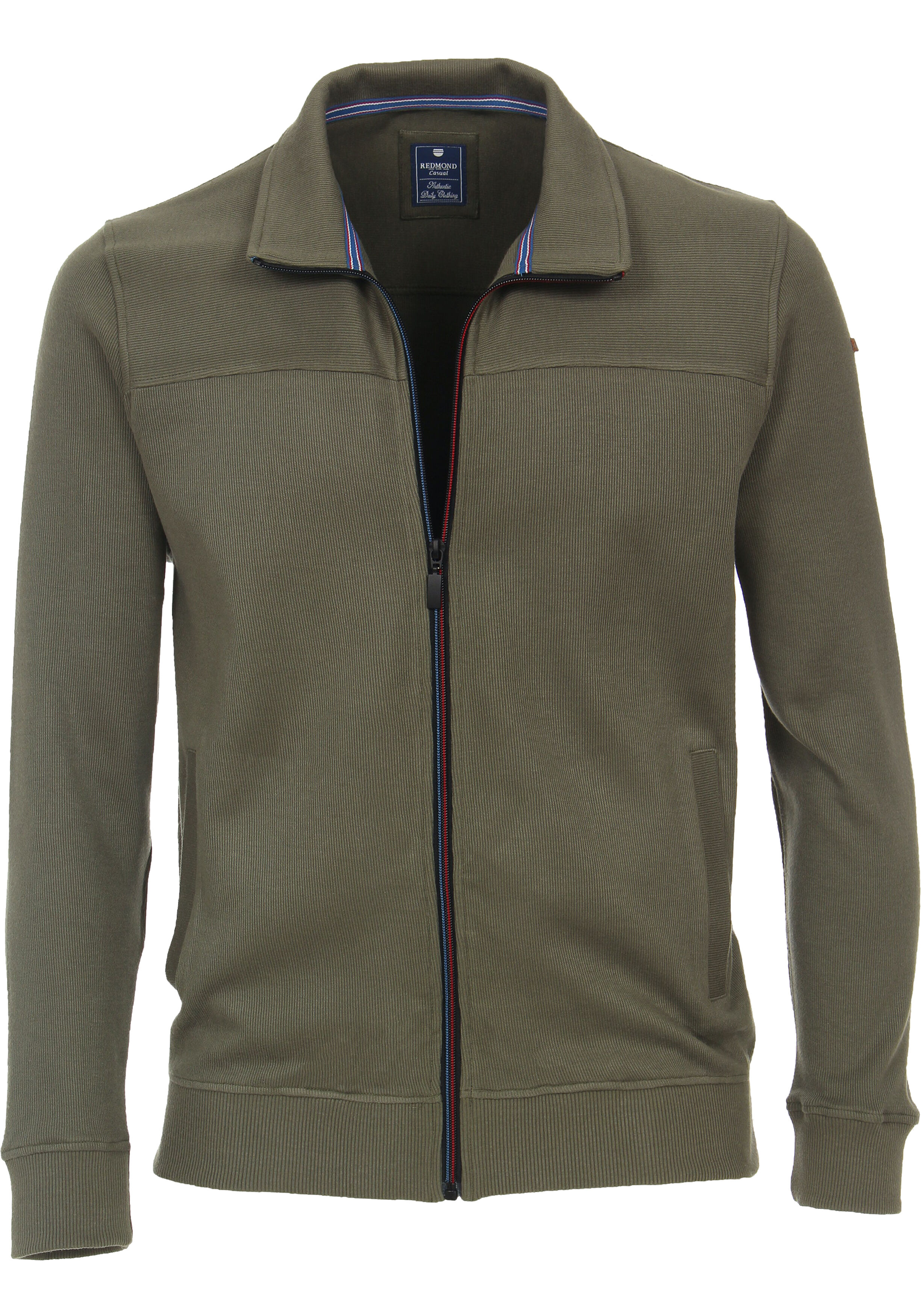 Redmond heren sweatvest katoen, opstaande kraag, groen (middeldik)