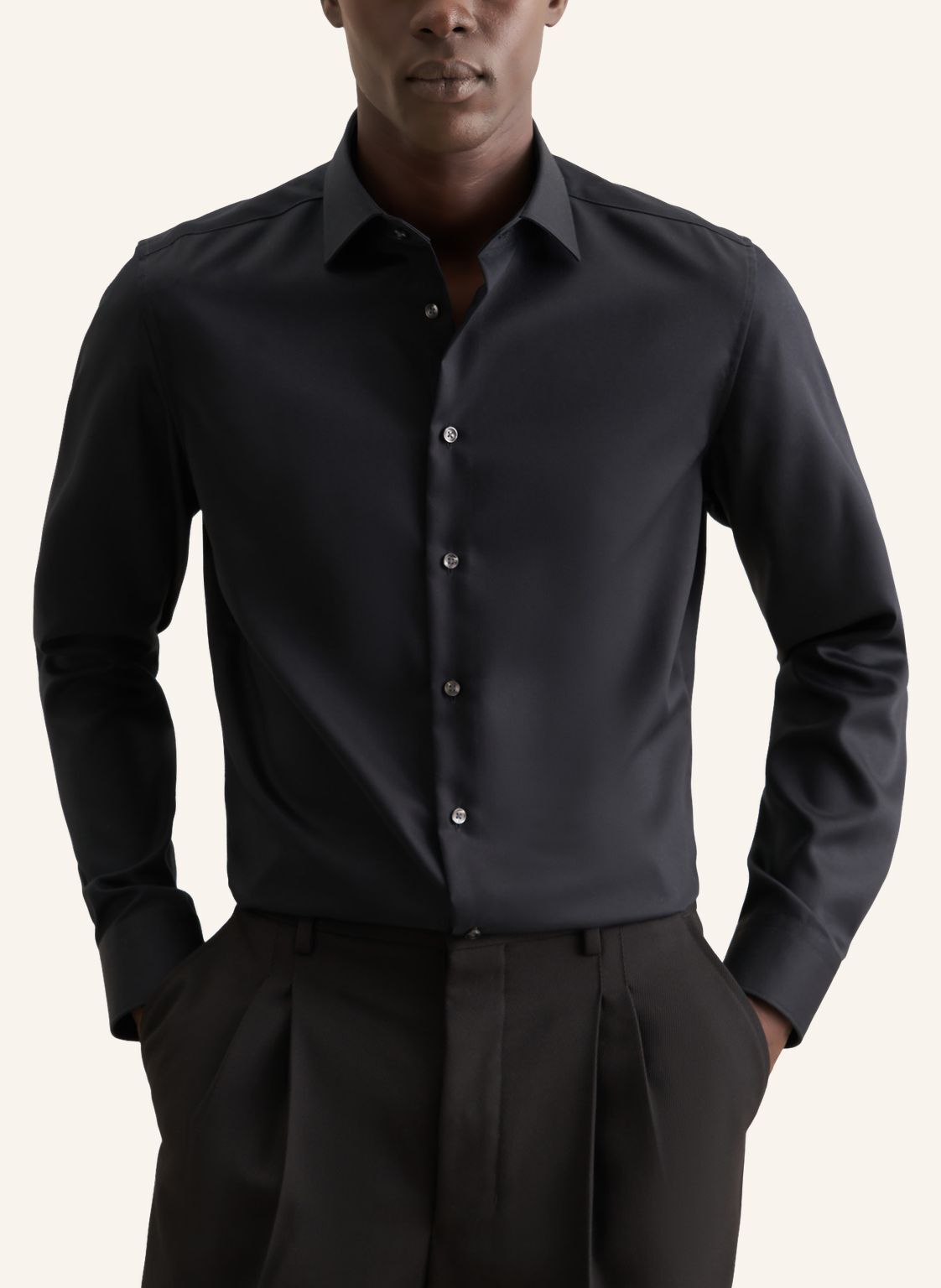 Seidensticker slim fit overhemd, popeline, zwart