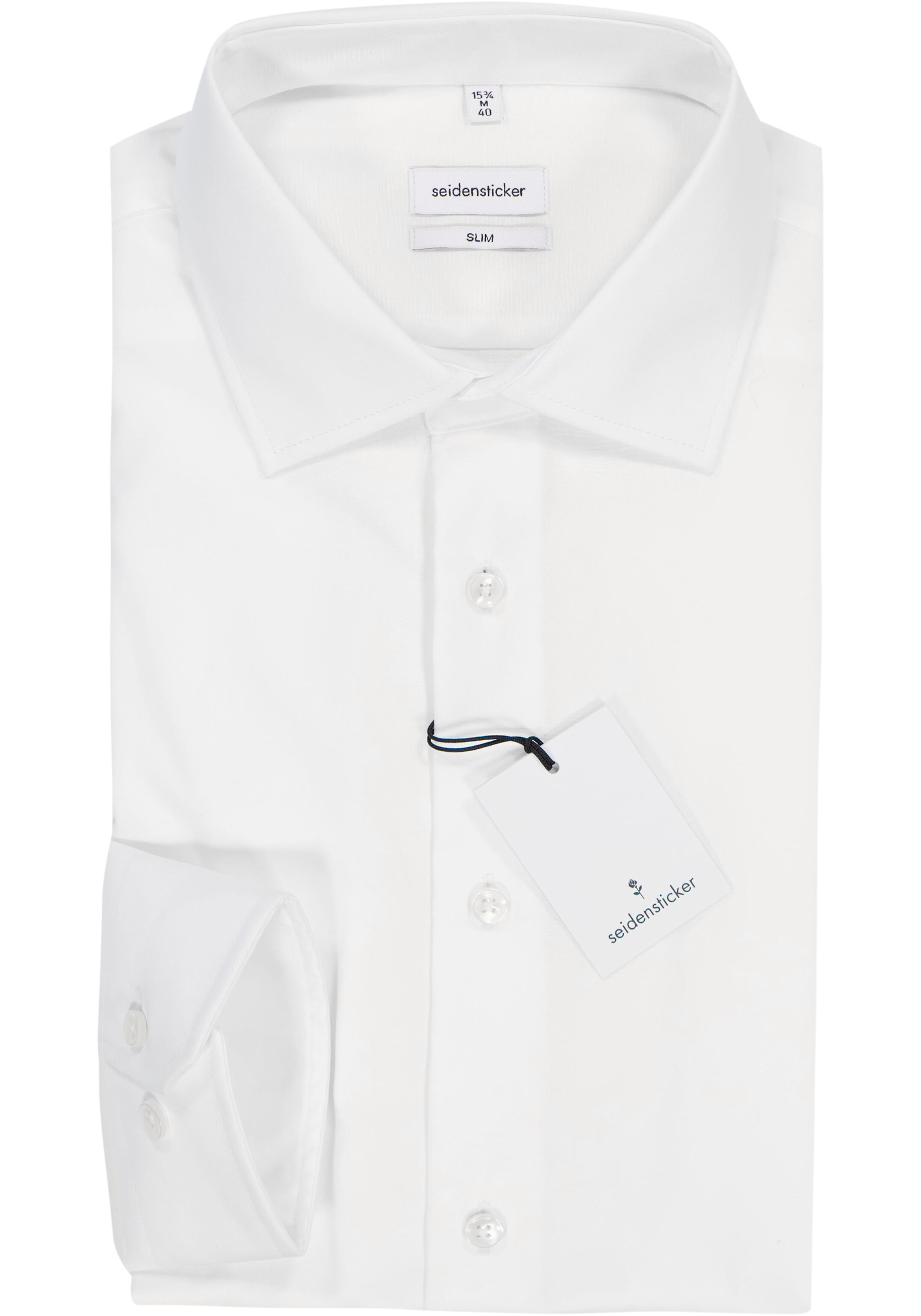 Seidensticker slim fit overhemd, mouwlengte 7, wit