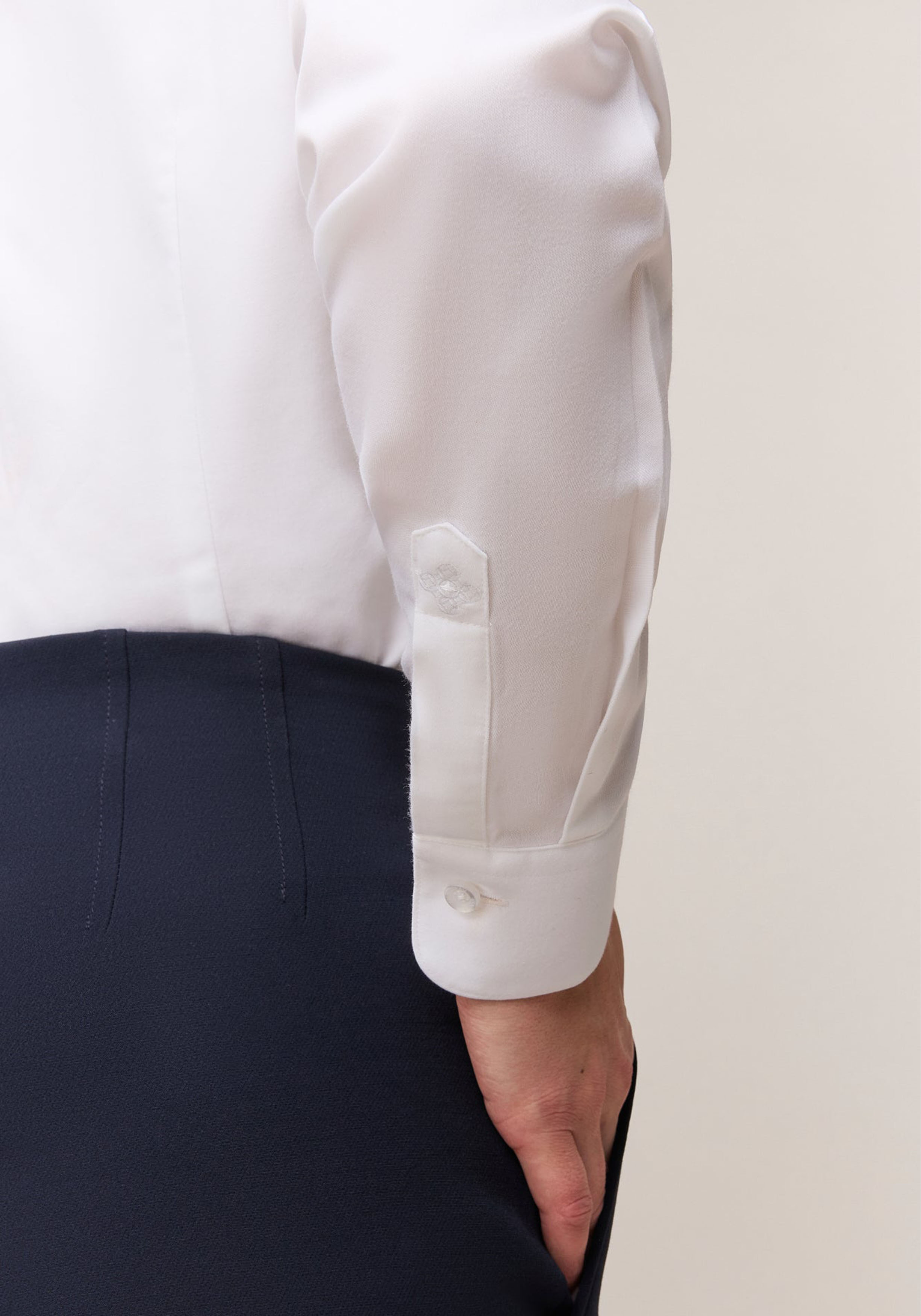 Vander Amsterdam damesblouse slim fit enkele manchet, twill, wit