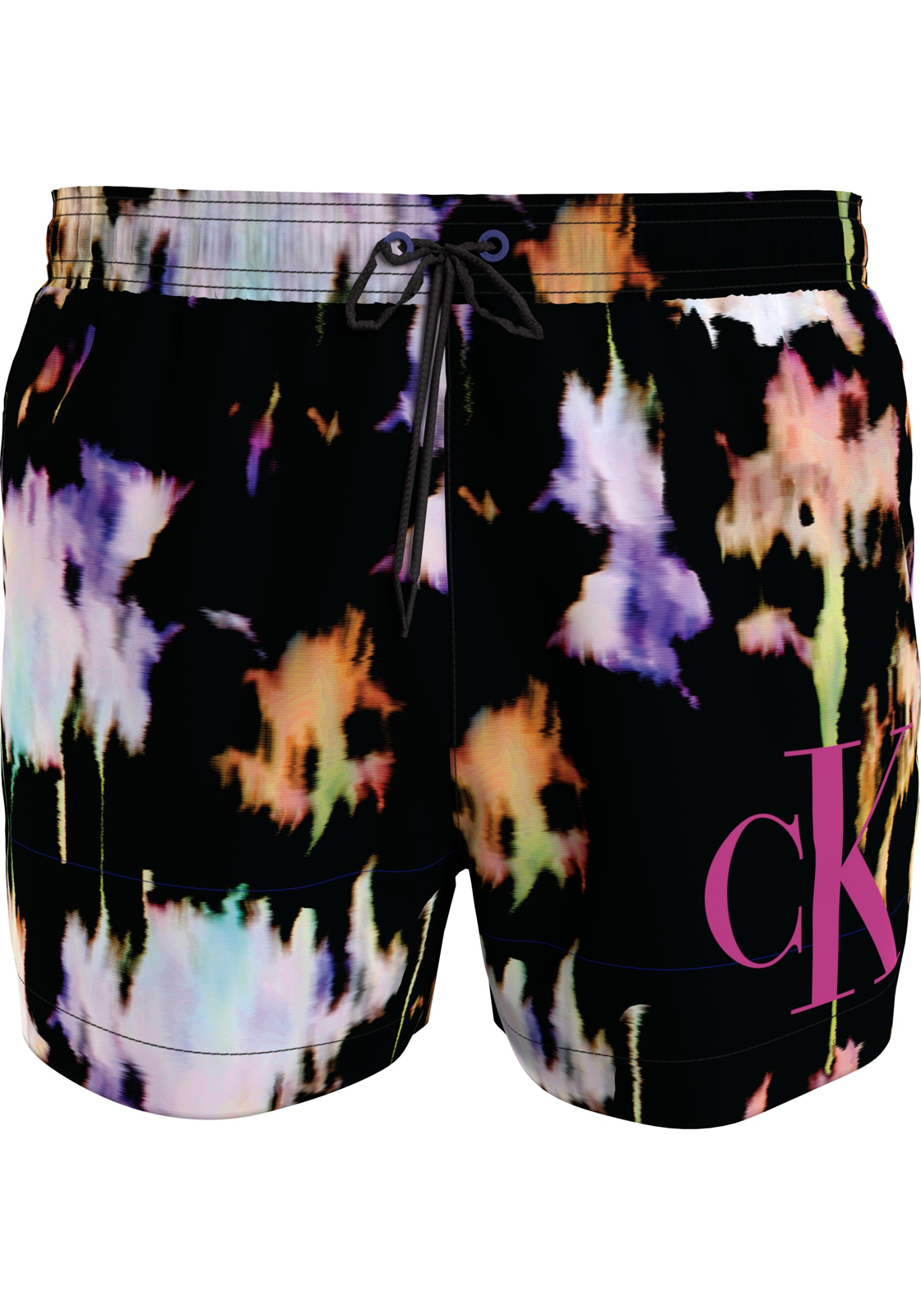 imagephp-24 Calvin Klein Short Drawstring swimshort, heren zwembroek, zwart met gekleurd dessin