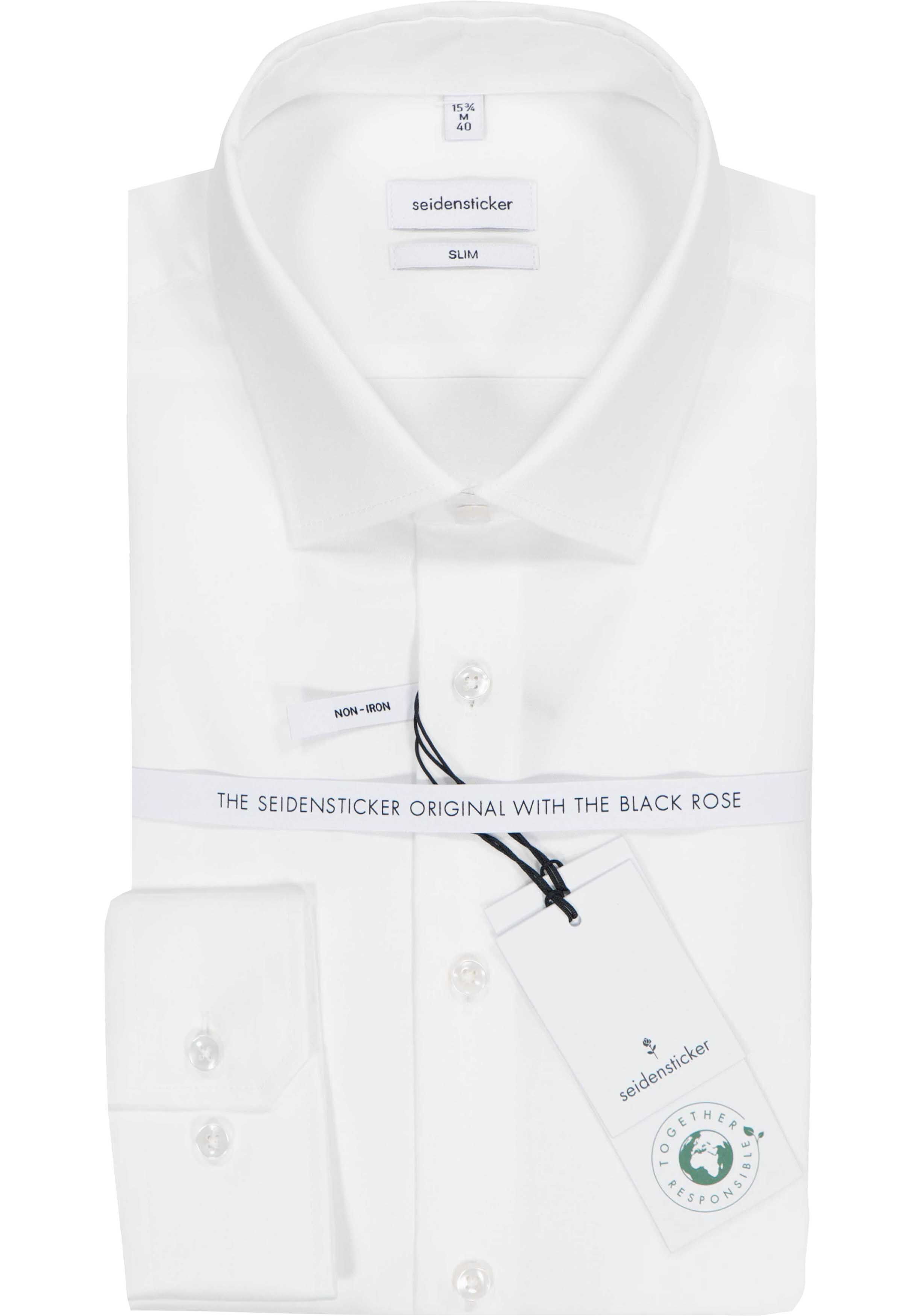 Seidensticker slim fit overhemd, popeline, wit