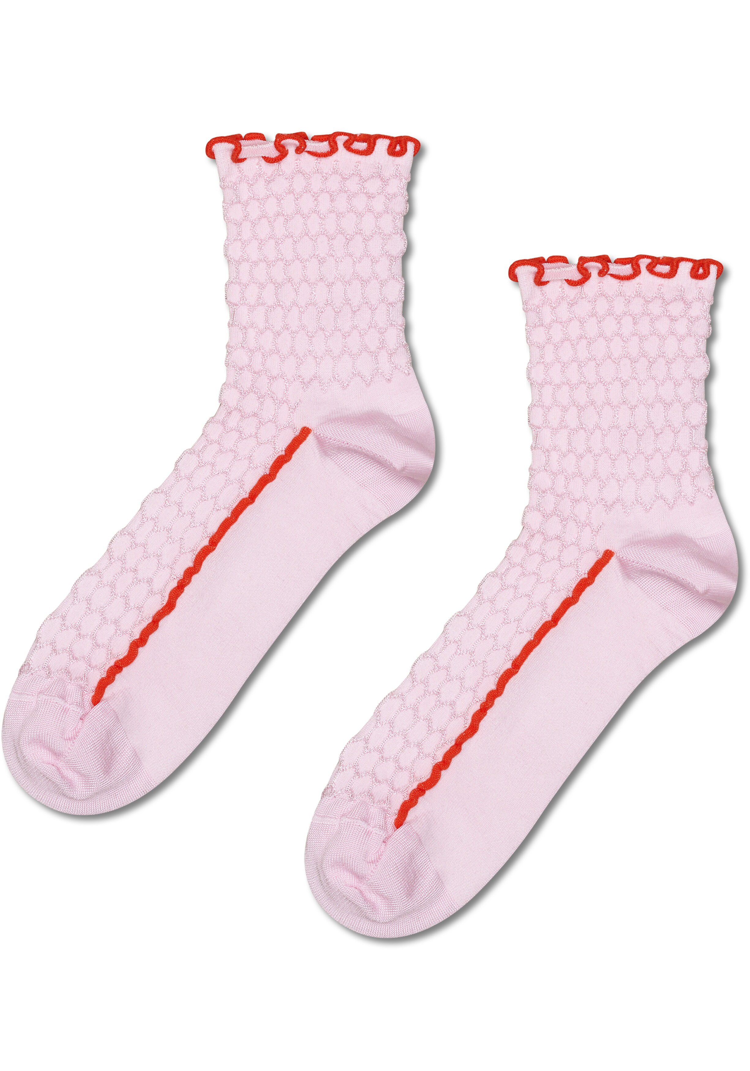 Happy Socks Structure Slinky Mini Crew Sock (1-pack), hoge unisex enkelsokken, roze