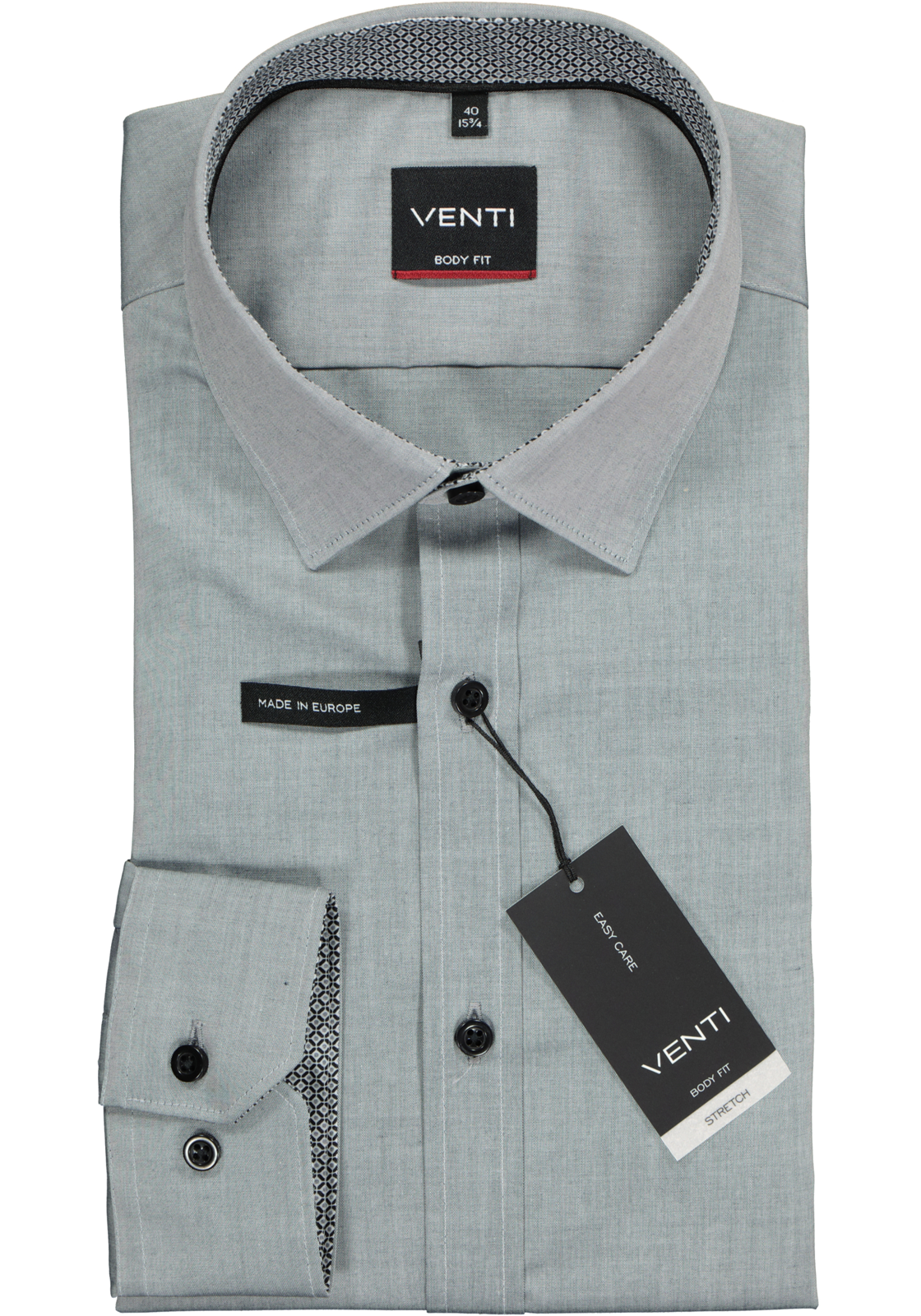 VENTI body fit overhemd, grijs (contrast) VENTI body fit overhemd, grijs (contrast)
