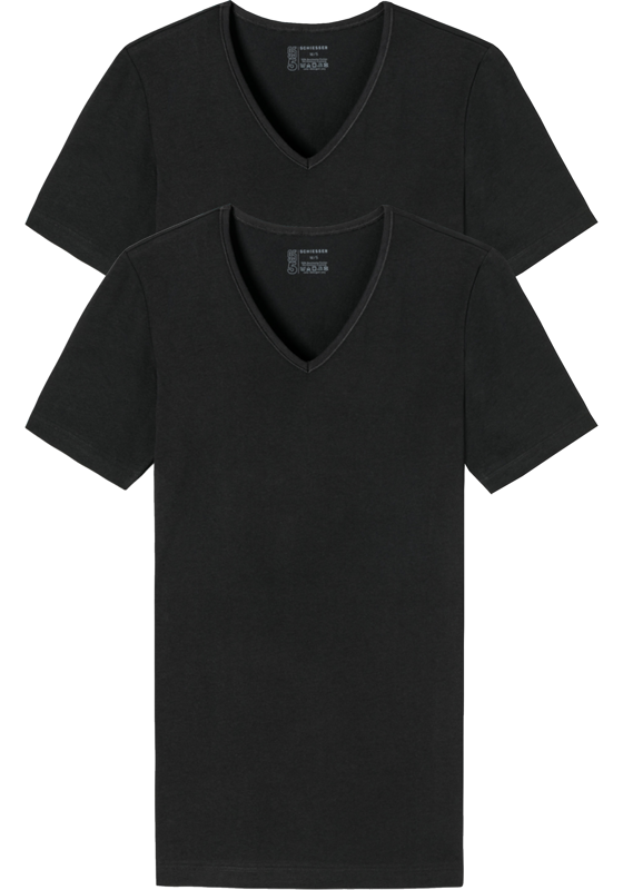 SCHIESSER 95/5 T-shirts (2-pack), V-hals, zwart SCHIESSER 95/5 T-shirts (2-pack), V-hals, zwart