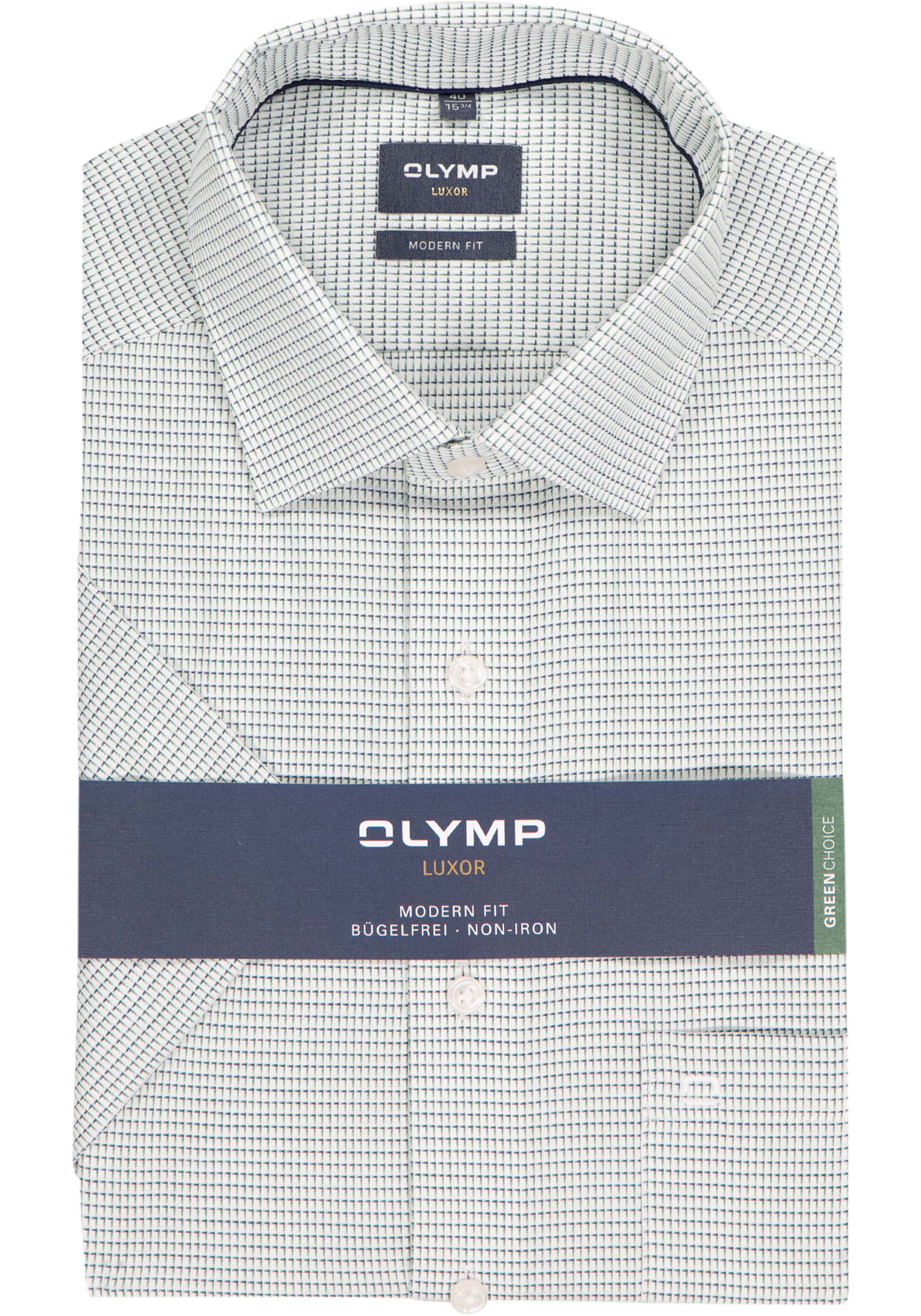 OLYMP Luxor modern fit overhemd, korte mouw, structuur, groen