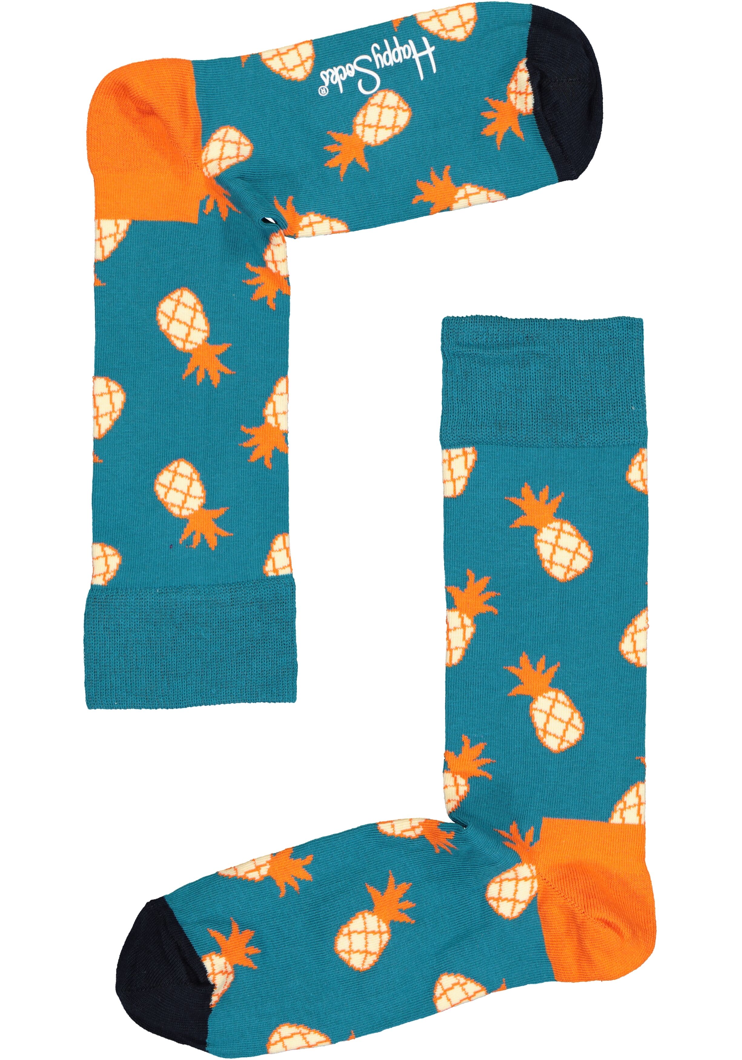 Happy Socks Pineapple Sock, petrol met oranje ananas