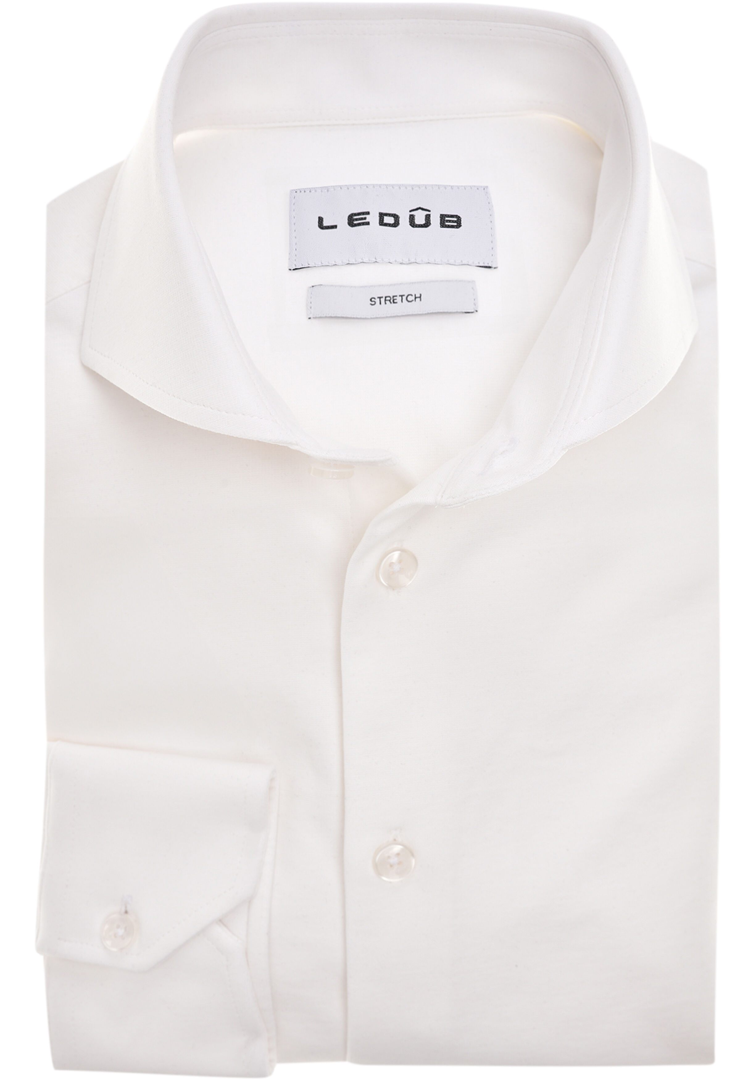 Ledub slim fit overhemd, jersey, wit