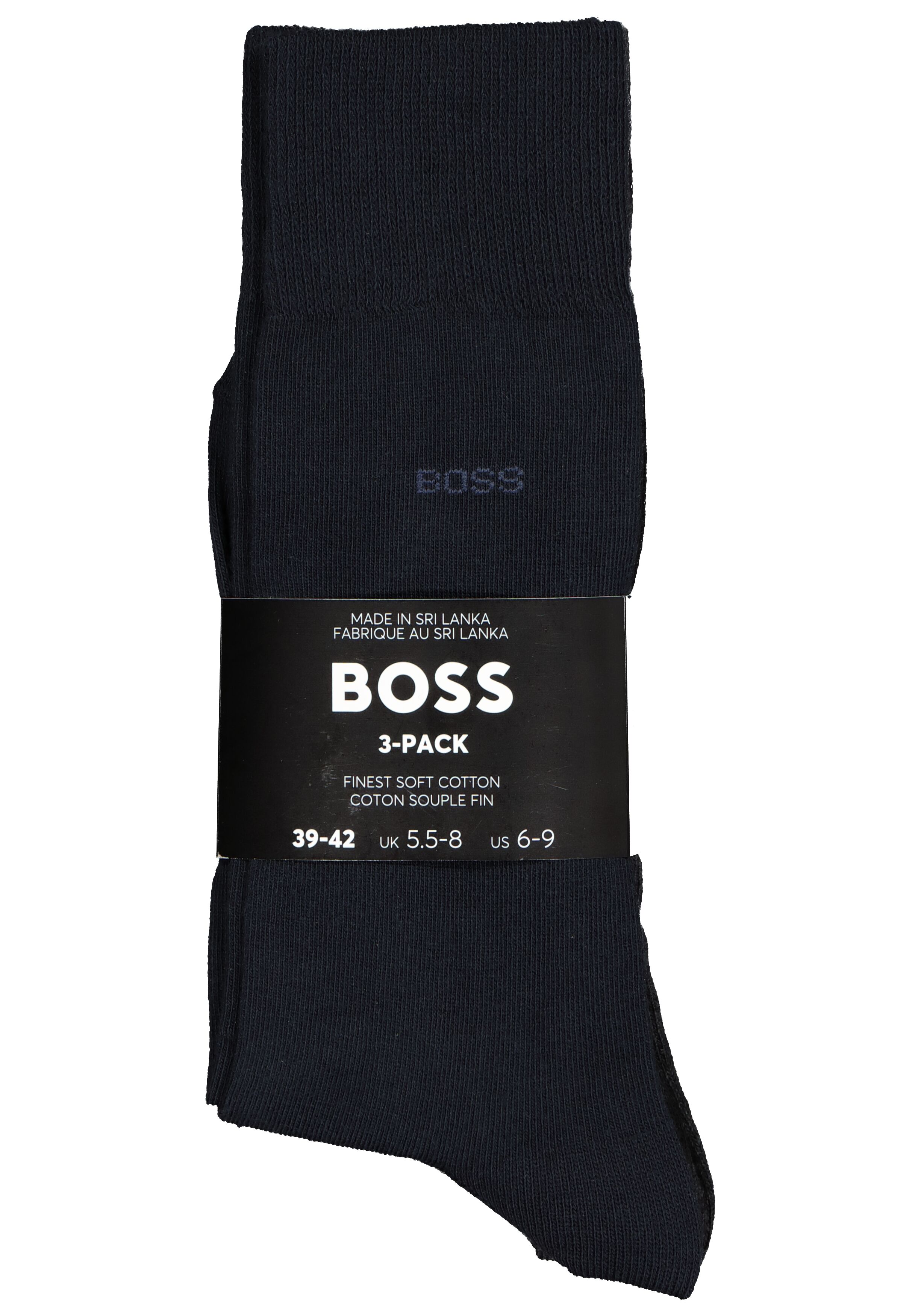 BOSS regular socks (3-pack), herensokken katoen, zwart, grijs en blauw