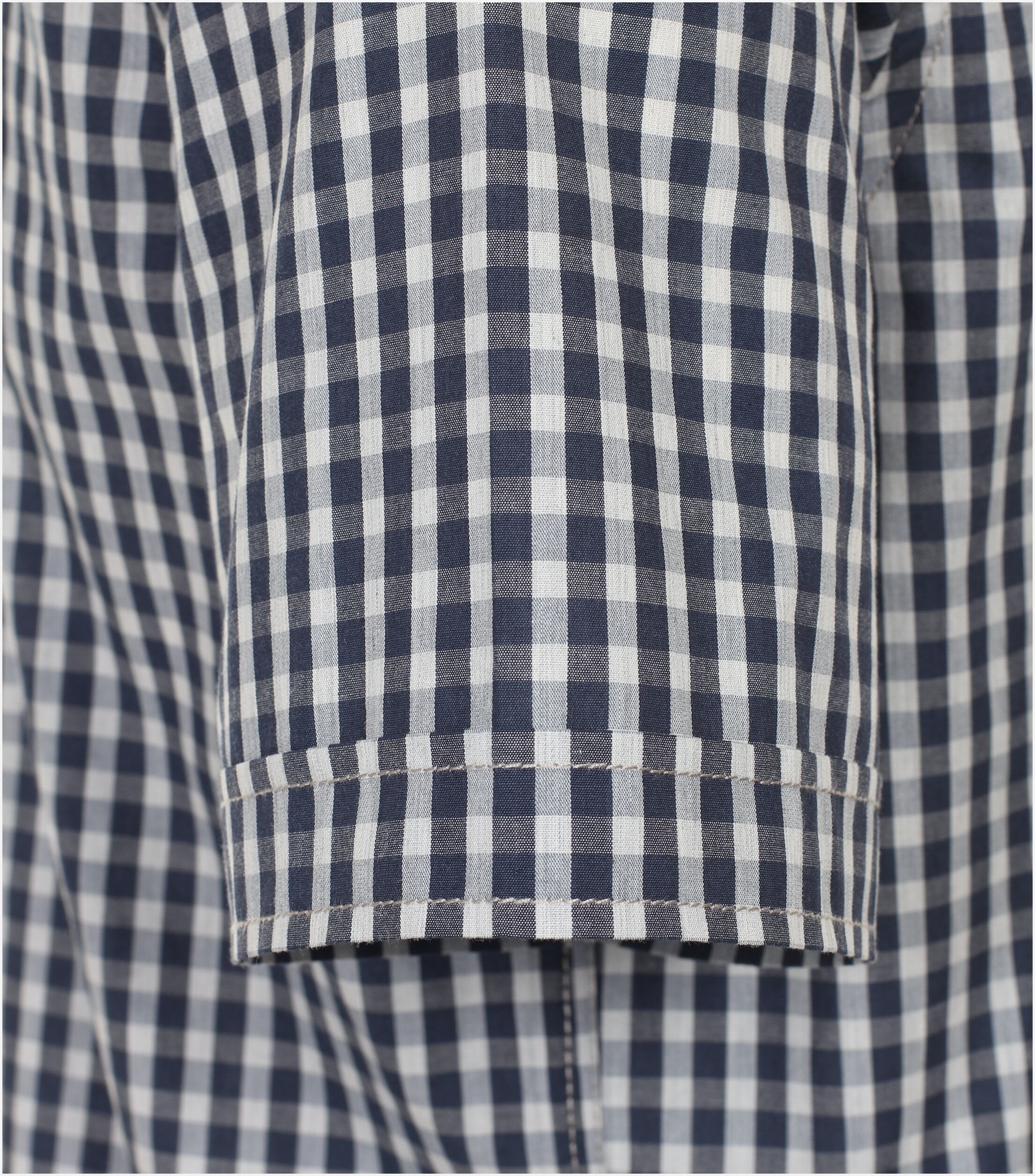 CASA MODA Sport casual fit overhemd, korte mouw, structuur, blauw geruit