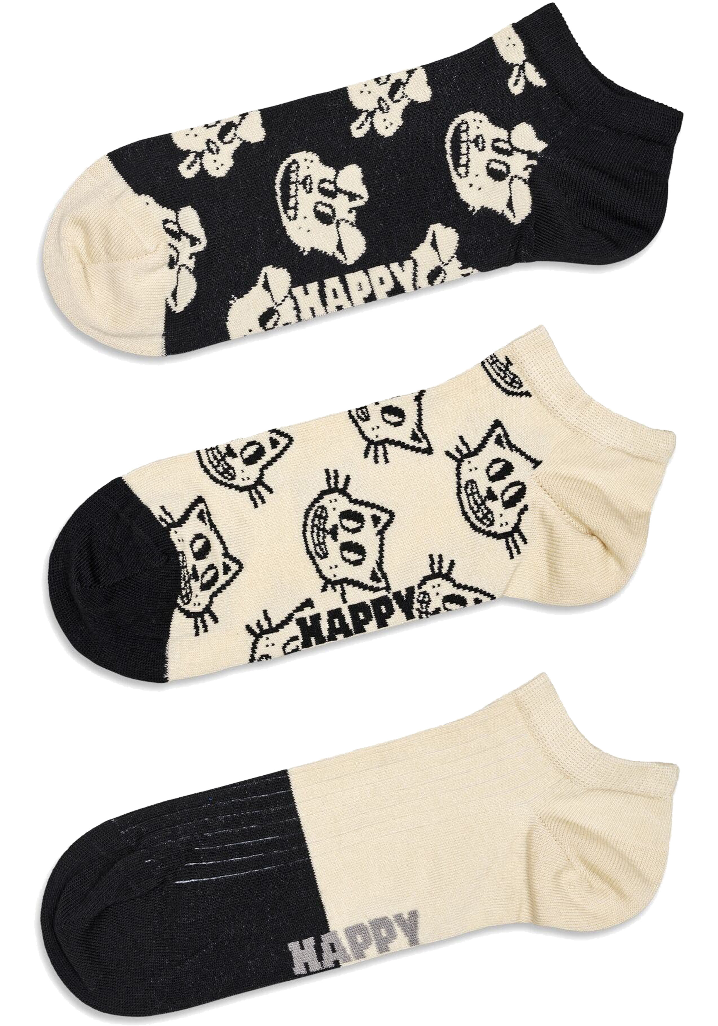 Happy Socks Pets Low Socks (3-pack), unisex enkelsokken, zwart