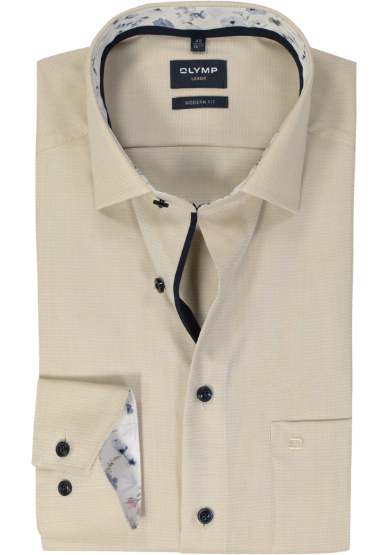 OLYMP modern fit overhemd, mouwlengte 7, structuur, beige OLYMP modern fit overhemd, mouwlengte 7, structuur, beige