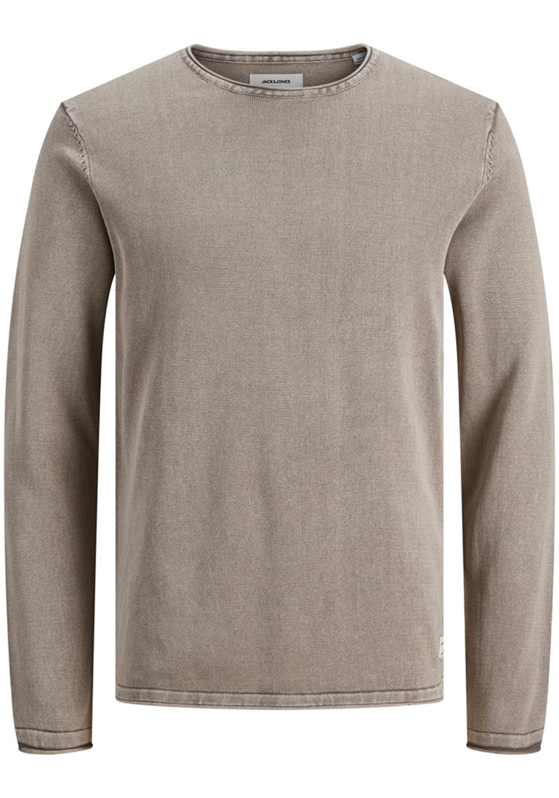 1-5714909534775-jackjones-trui_HR JACK & JONES slim fit trui katoen, O-hals, verwassen beige