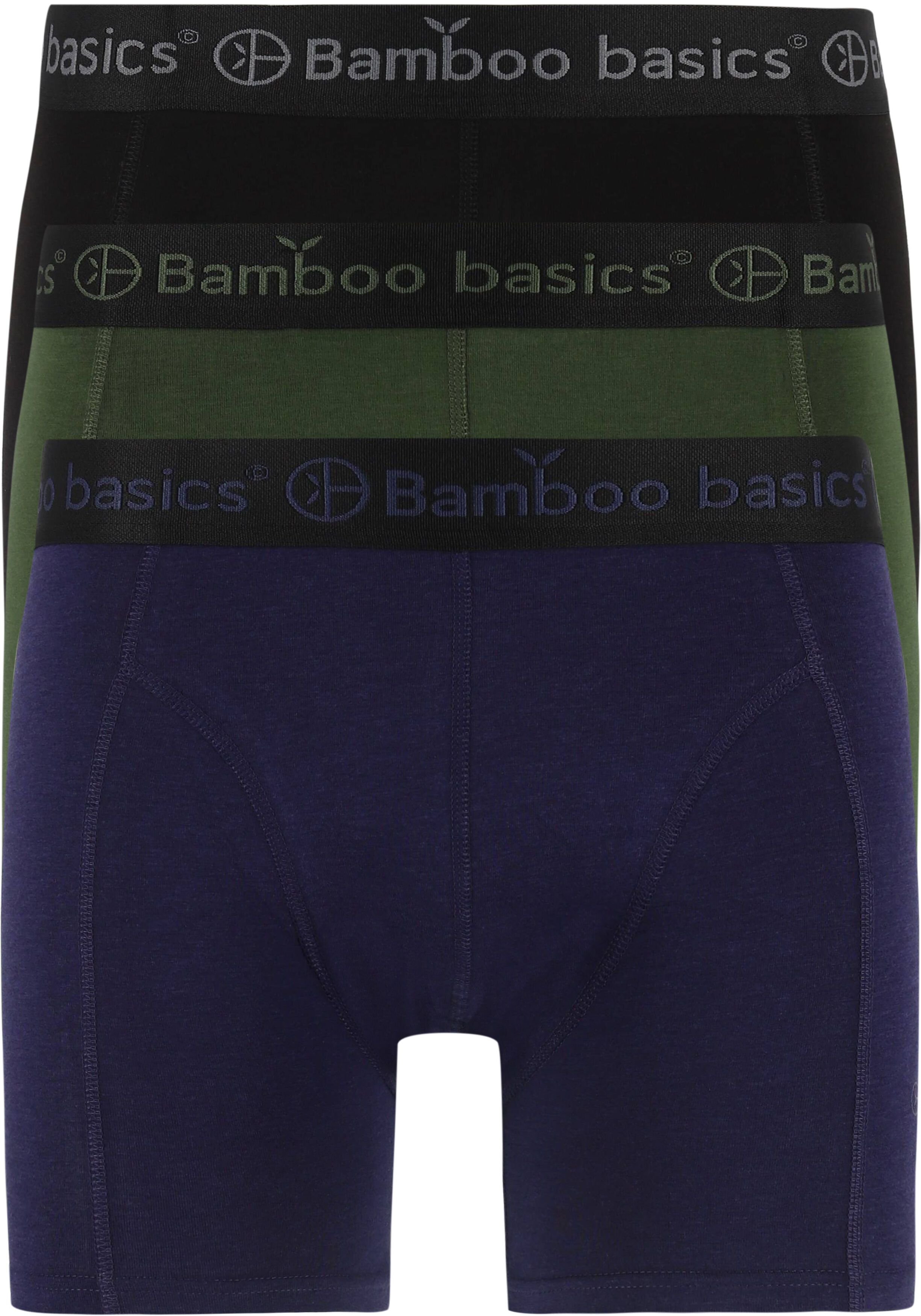 Bamboo Basics Rico boxershorts (3-pack), heren boxershort, zwart, legergroen, donkerblauw