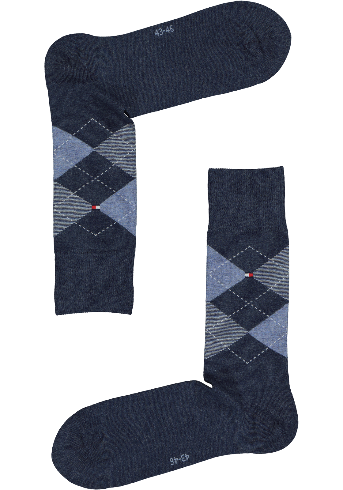 6-8718824979175_sok_HR Tommy Hilfiger Check Socks (2-pack), herensokken katoen, geruit en uni, jeans blauw