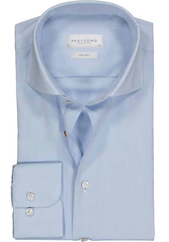 Profuomo slim fit overhemd, twill, lichtblauw Profuomo slim fit overhemd, twill, lichtblauw