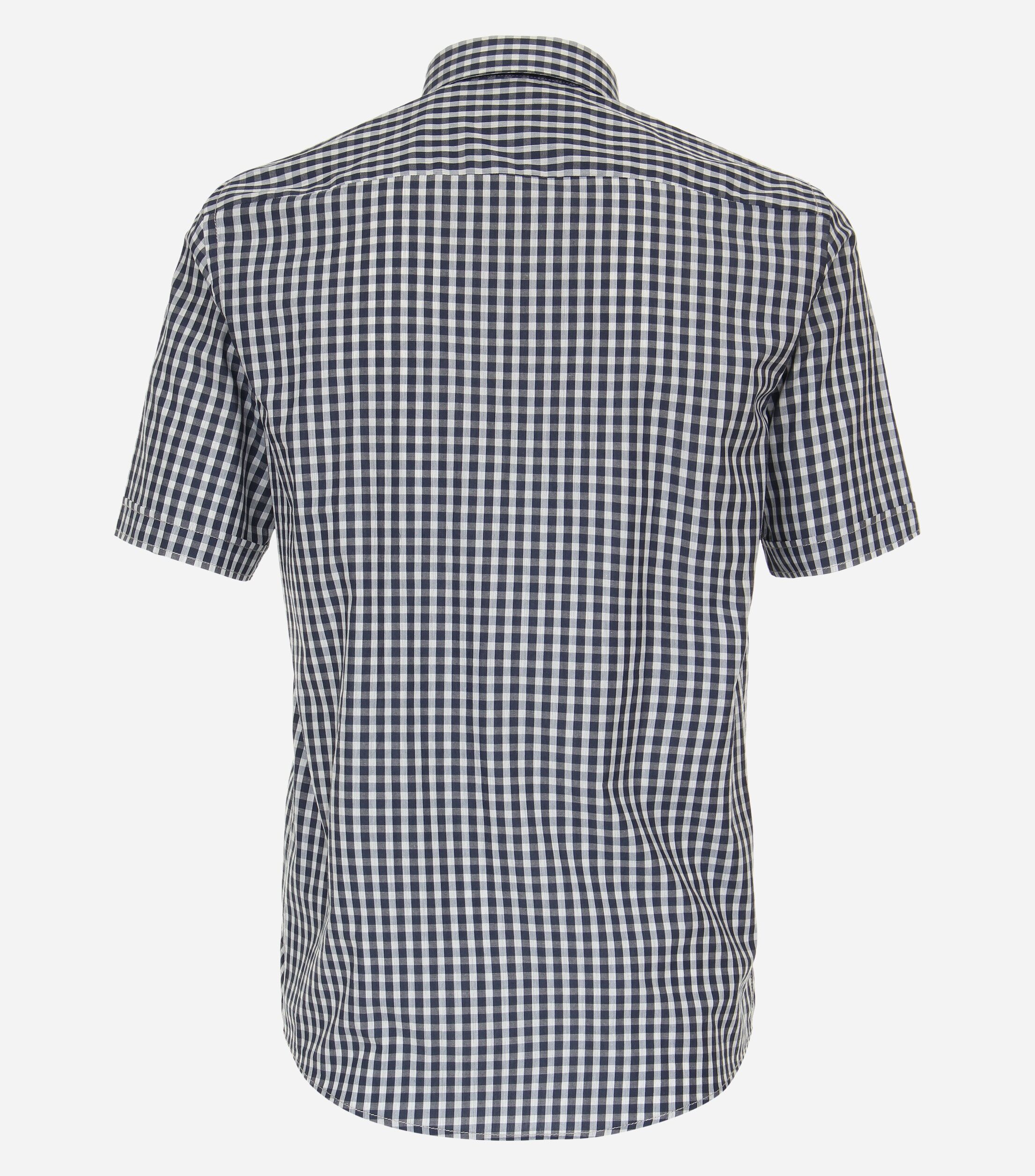 CASA MODA Sport casual fit overhemd, korte mouw, structuur, blauw geruit